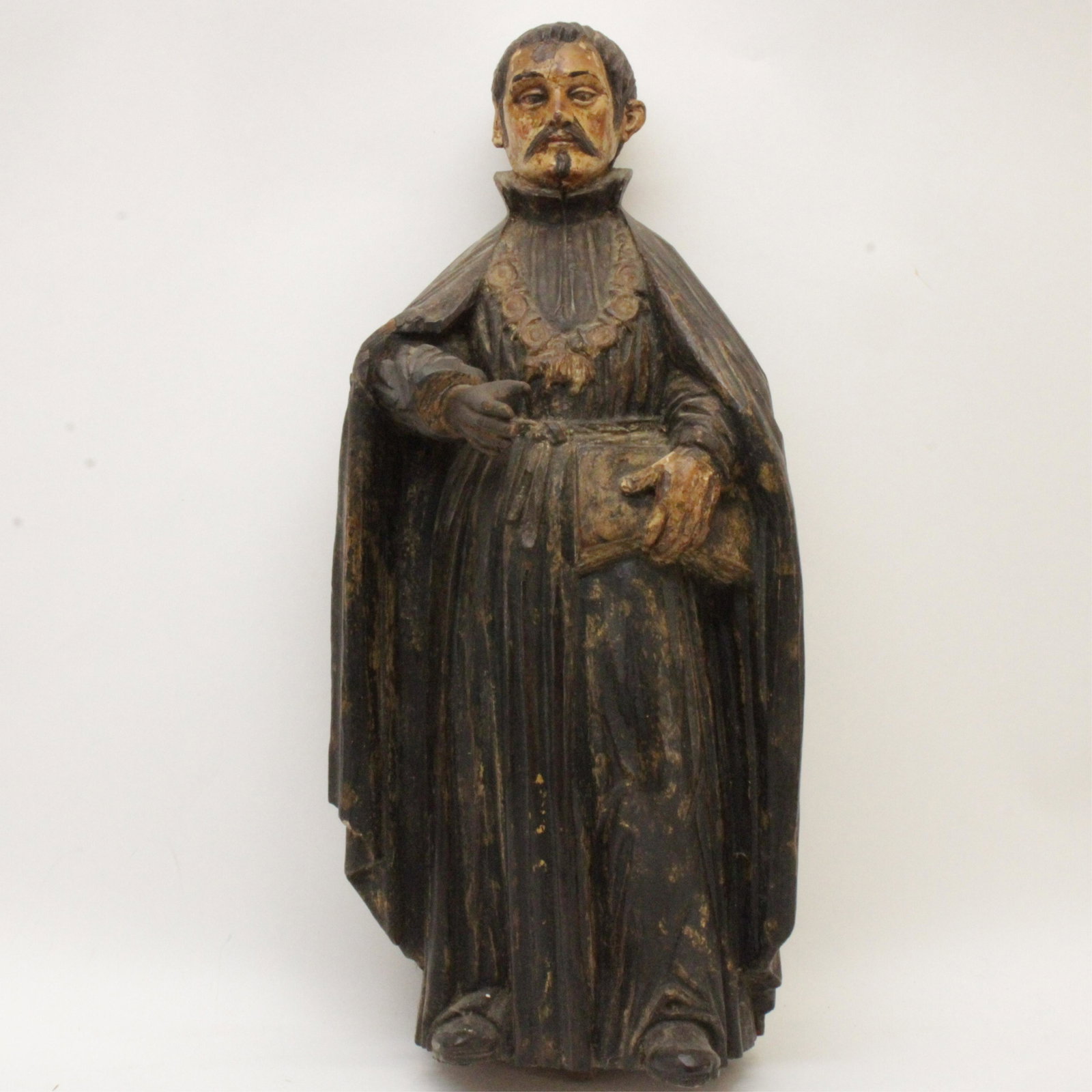 Spanish Baroque Style Figure of a Saint: Spanish Baroque Style Polychromed Figure of a Saint Dimensions: 22" H Property from the Estate of an Important New York Modernism Dealer. (NJWA86)(MS)