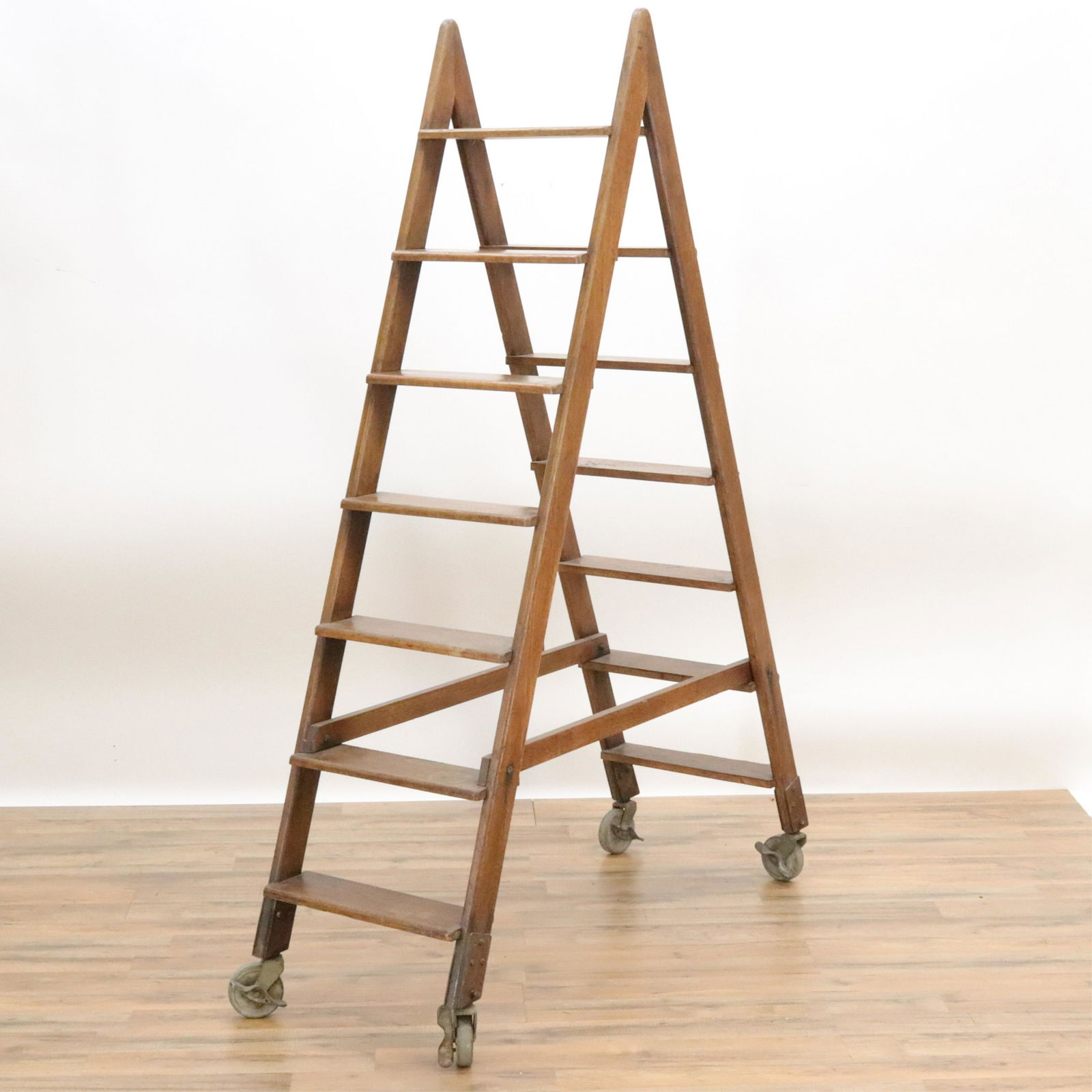 Triangular Fixed Position Wood Library Ladder (1 of 5)