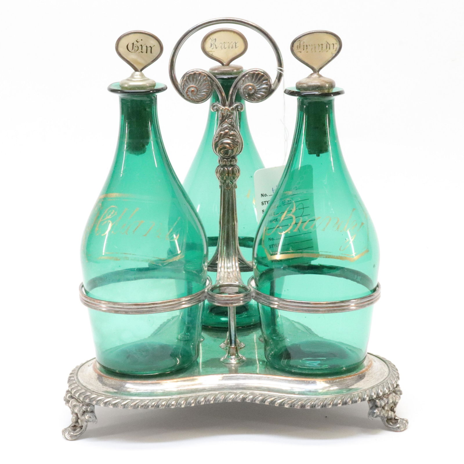 Victorian Bristol Glass & Silver Decanter Set (1 of 5)