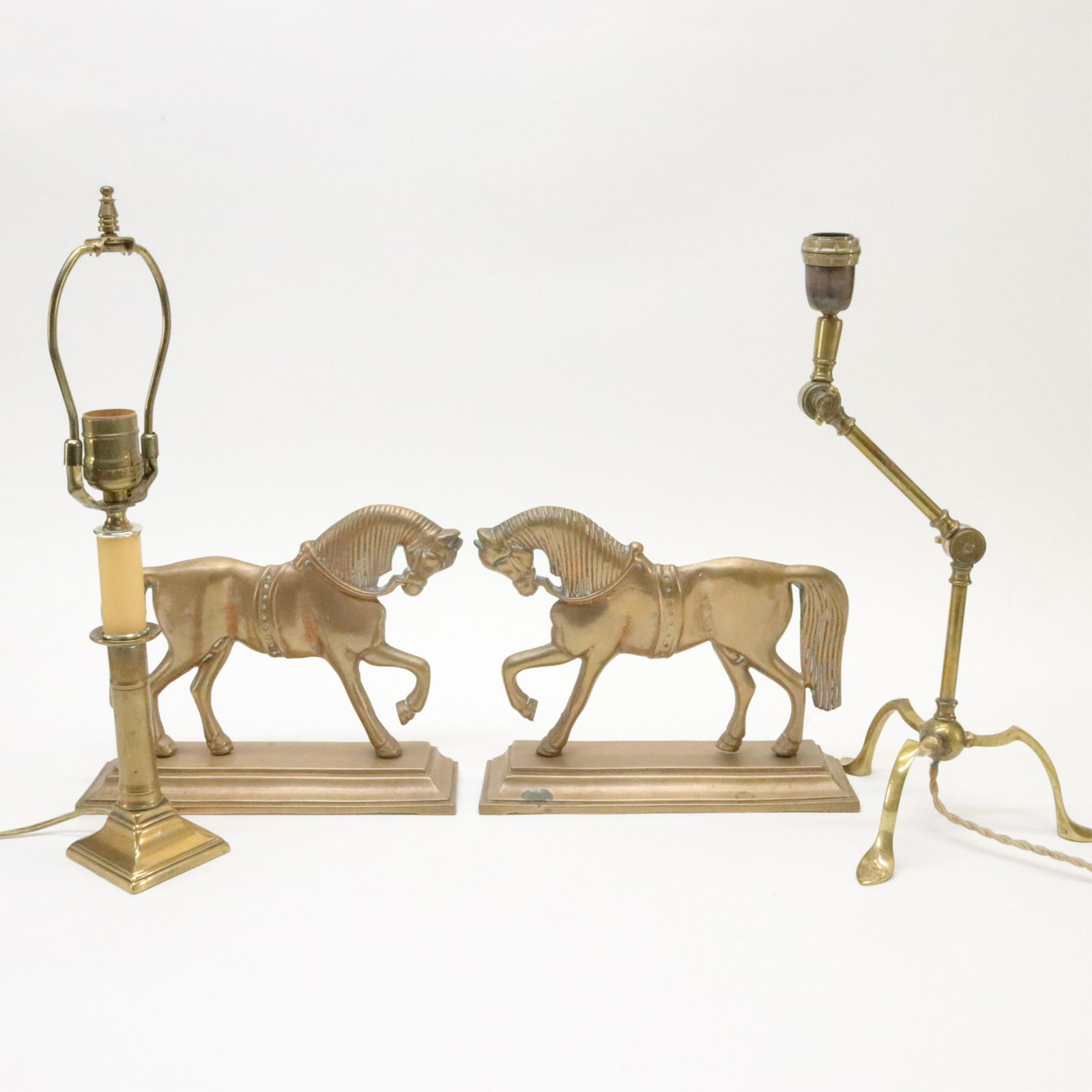 2 English Brass Lamps & Equestrian Bookends (1 of 6)