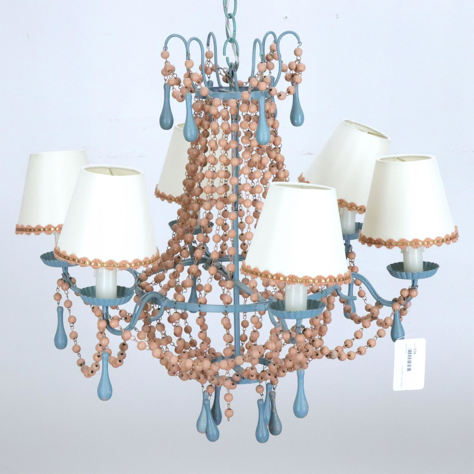 Neo-Classical Style Coral & Green Chandelier (1 of 7)