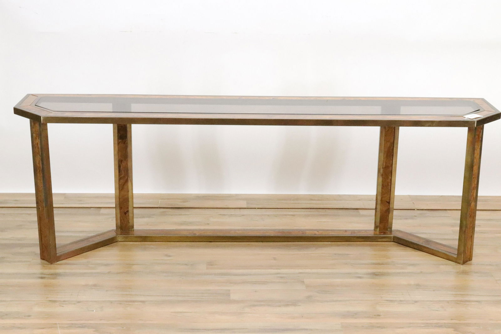 Mastercraft Style Brass & Faux Burl Console (1 of 5)