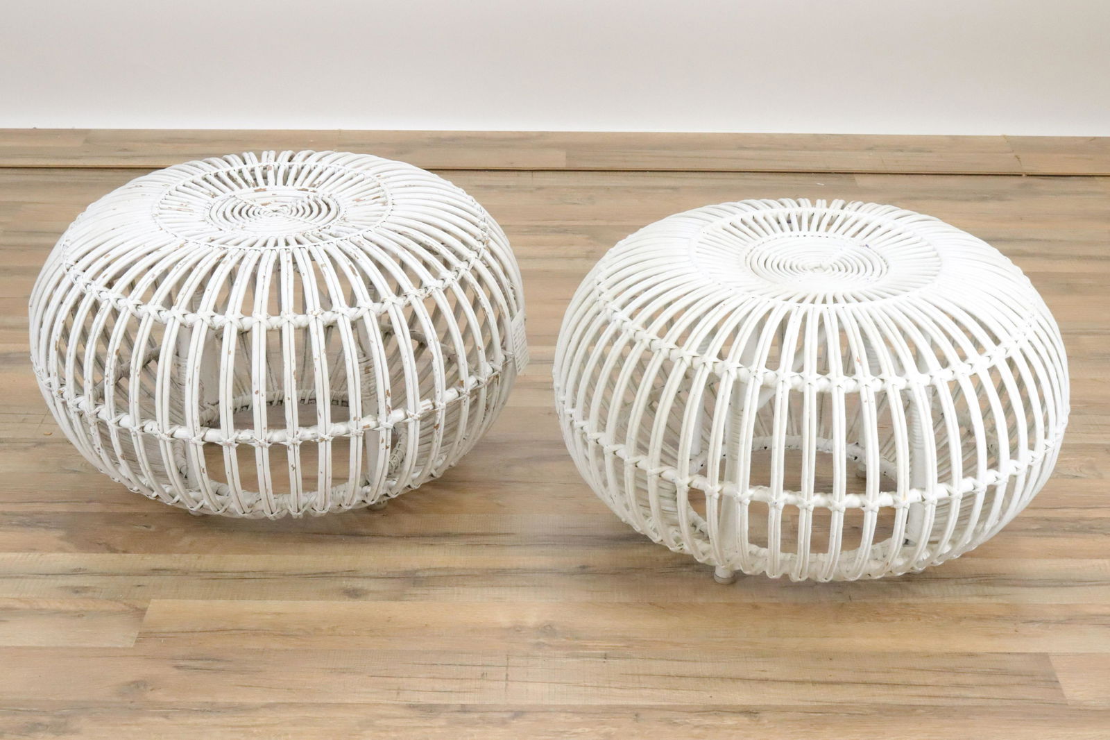 Italian MCM Franco Albini Rattan Ottomans (1 of 4)