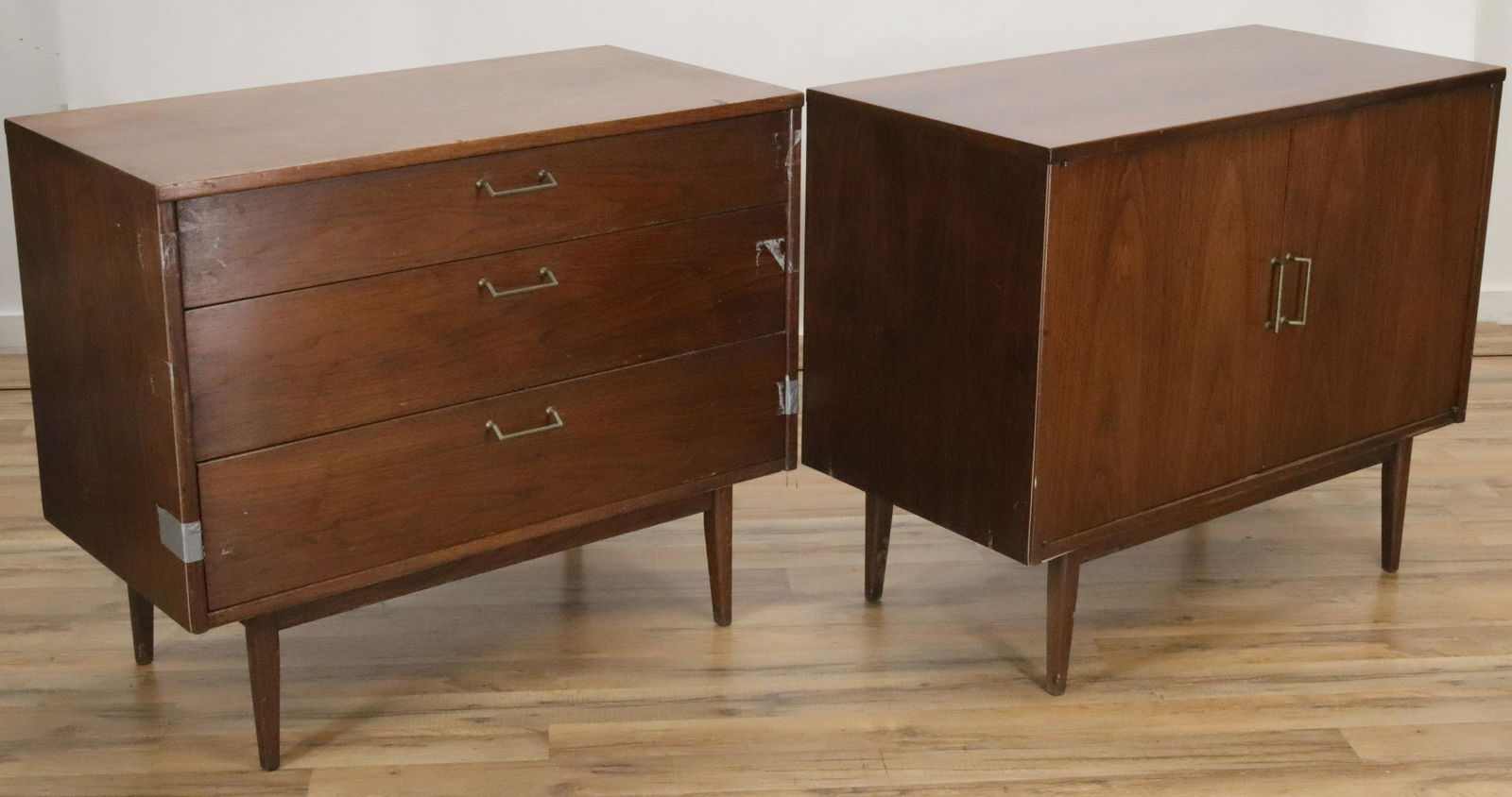 Matched Mid Century Walnut Cabinet & Chest (1 of 9)