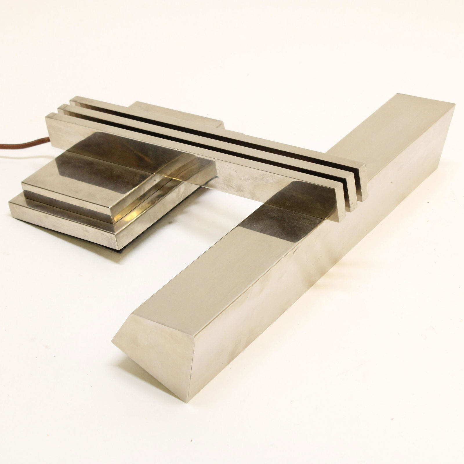 Art Deco Chromed Steel Shelf Lamp, c 1935 (1 of 4)