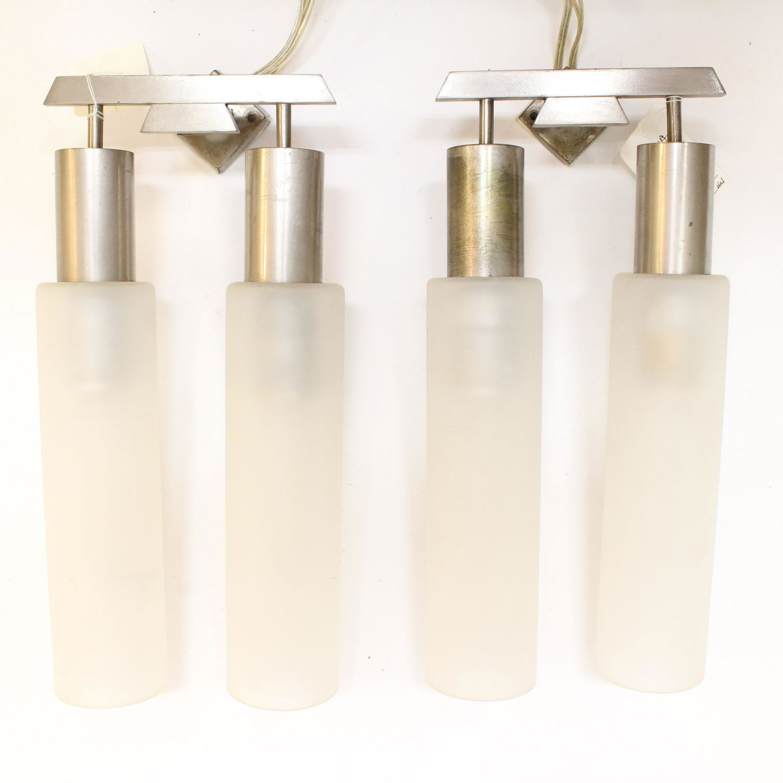 Pr Jean Perzel Style Metal & Frosted Glass Sconces (1 of 4)