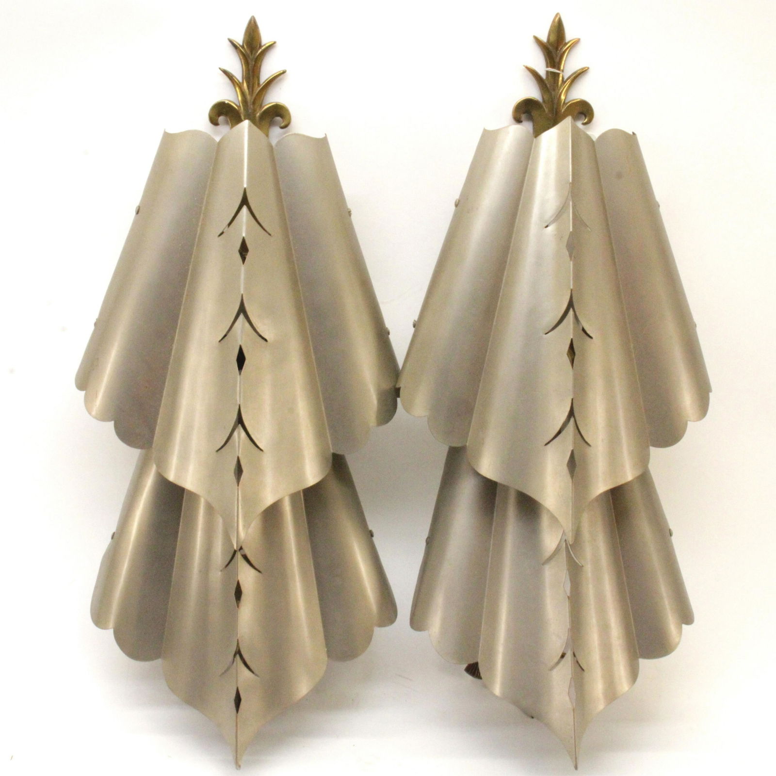 Pair of French 1940 Pierced Metal Sconces (1 of 6)