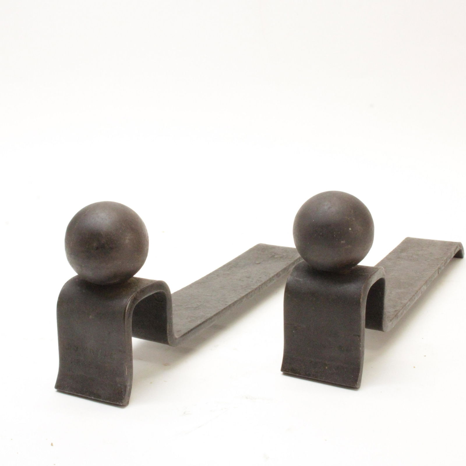 Pair Wrought Iron Andirons, D'Argenlieu, c 1935 (1 of 4)