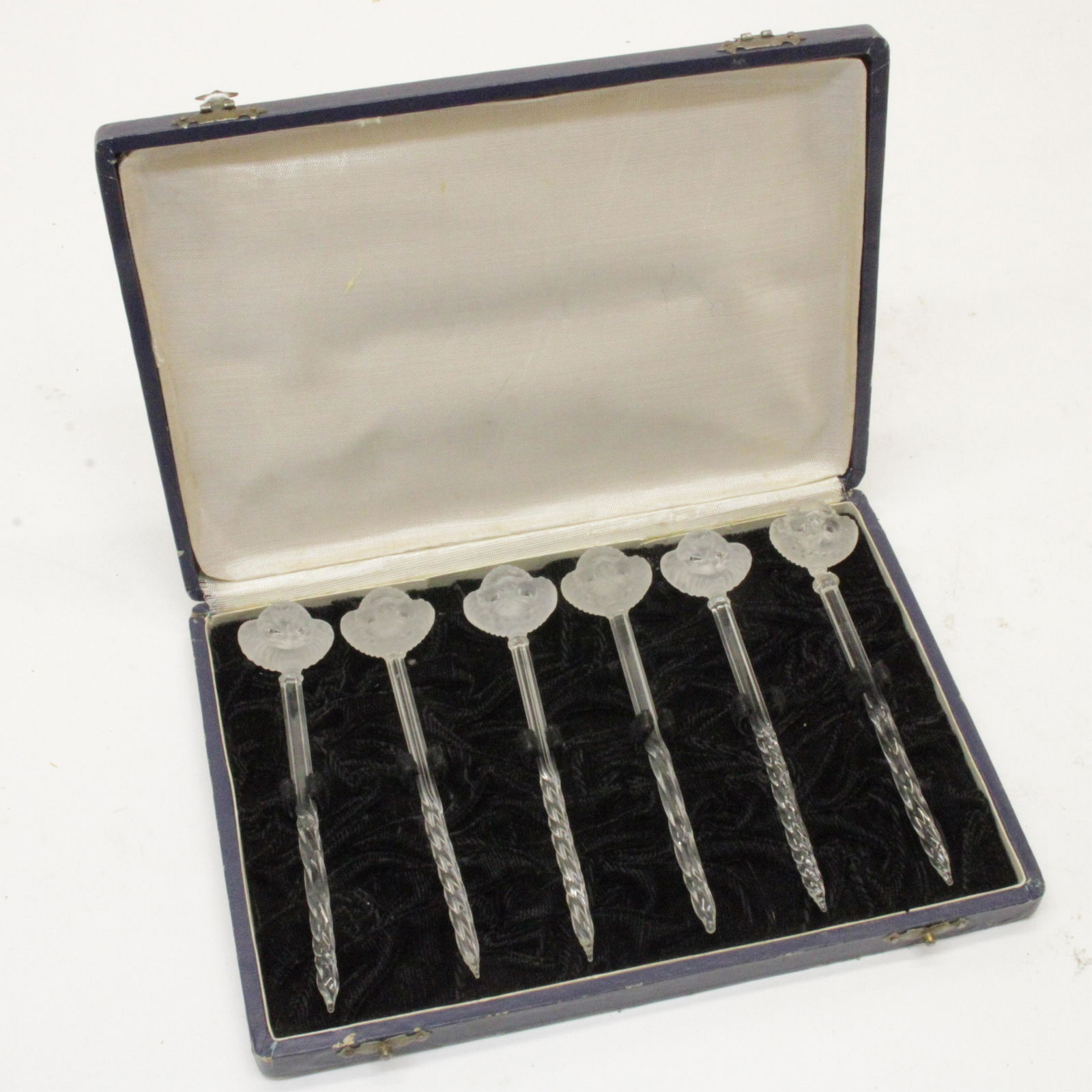6 1930s Rene Lalique Frosted Glass Swizzle Sticks (1 of 6)