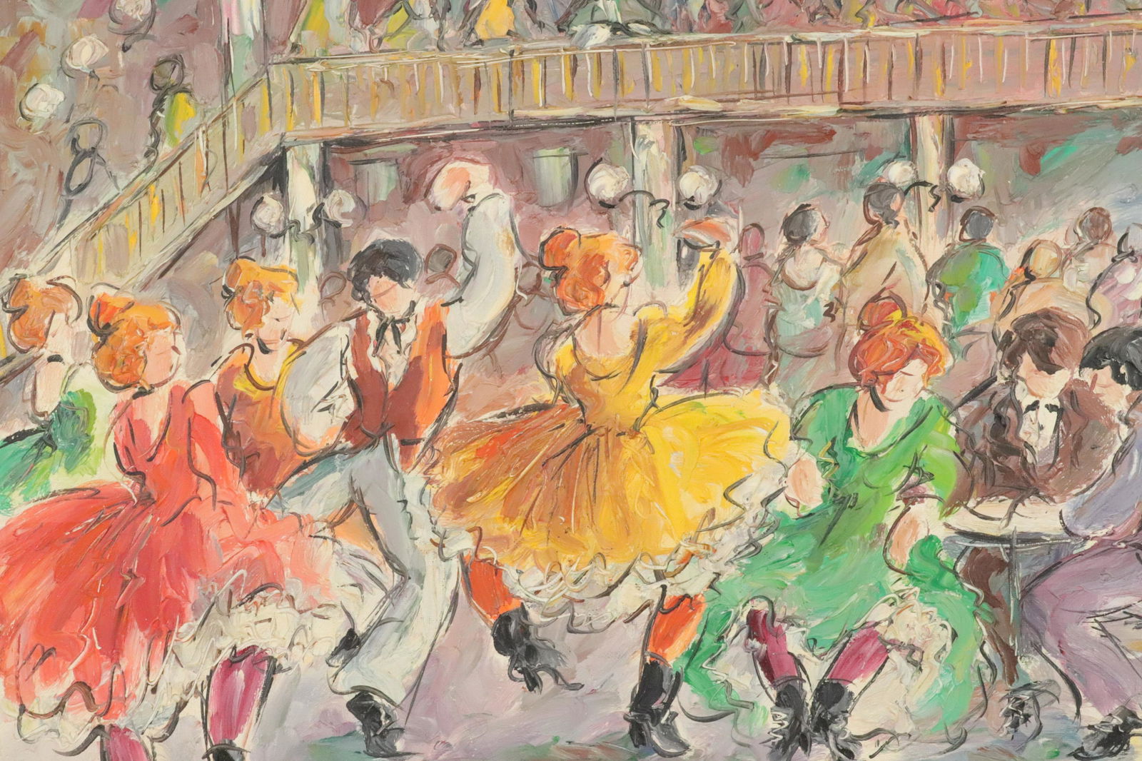 Expressionist Ball Room Scene, signed Raginel (1 of 3)