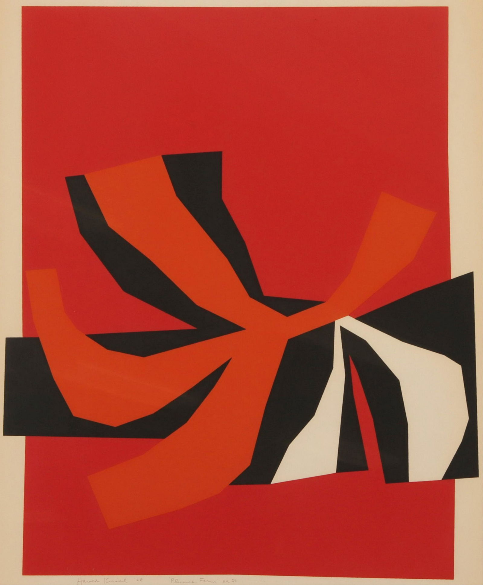 Harold Krisel "Plumed Form" Geometric Serigraph (1 of 4)