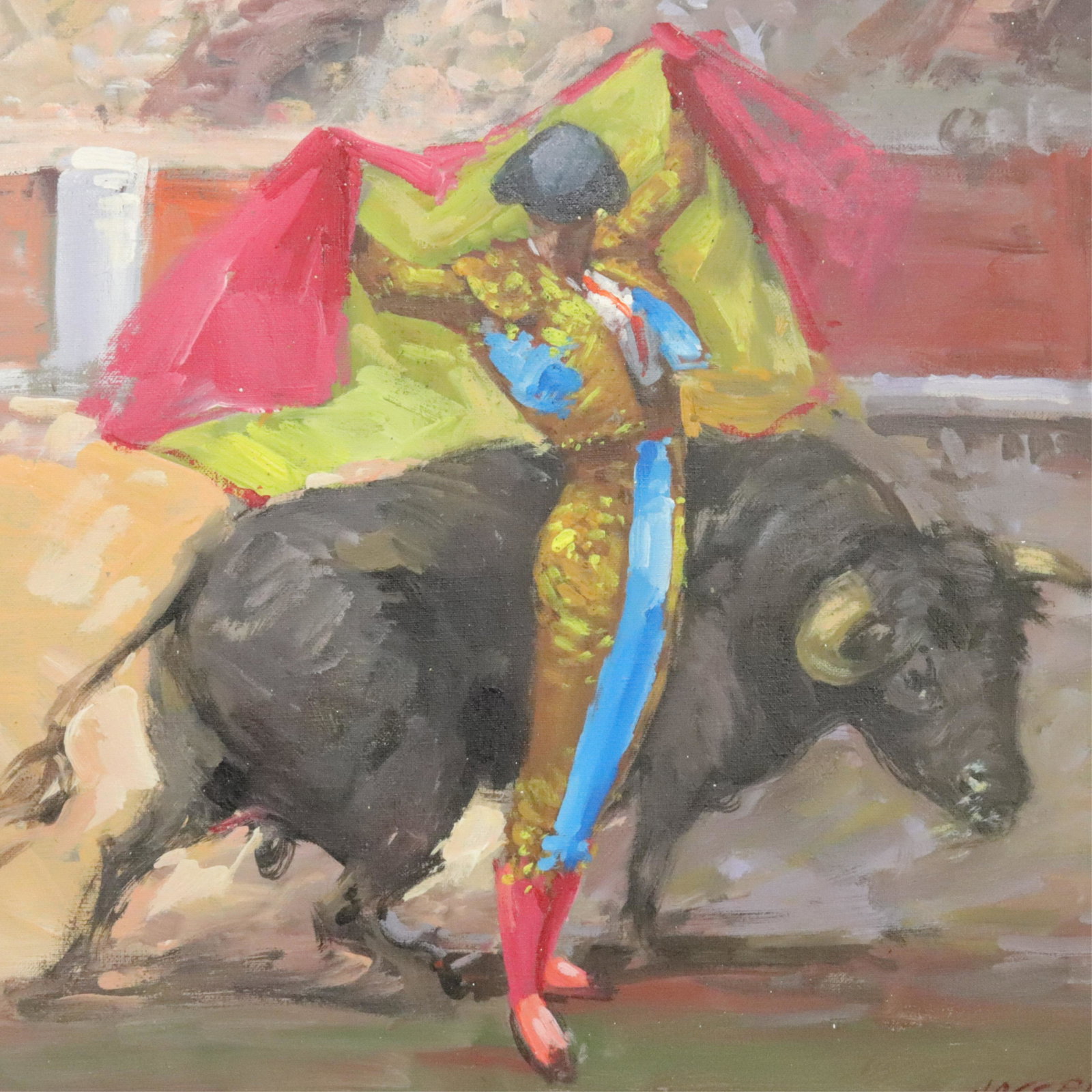 Jose Puente - Fighting the Bull: Jose Puente (Spanish 1928 - 2001). Reclining Nude oil on canvas. Signed lower right Dimensions: 18 x 22 unstretched Property from a fifth generation gallery, NYC (HEAR249)(EL)