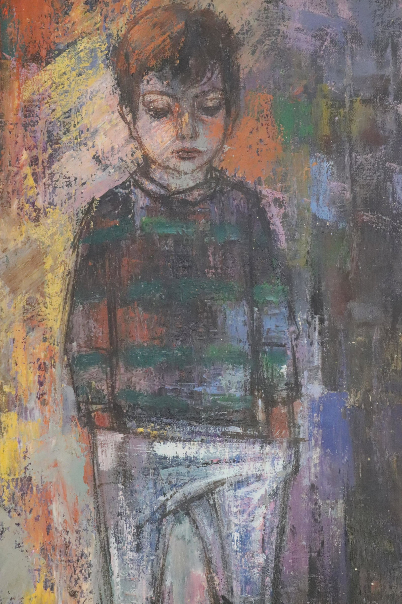 Pierre Diner - Young Boy: Pierre Diner (French 20th C) Young boy, oil on canvas, signed lower left. Dimensions: 12 x 24" unstretched Property from a fifth generation gallery, NYC (HEAR124)(EL)