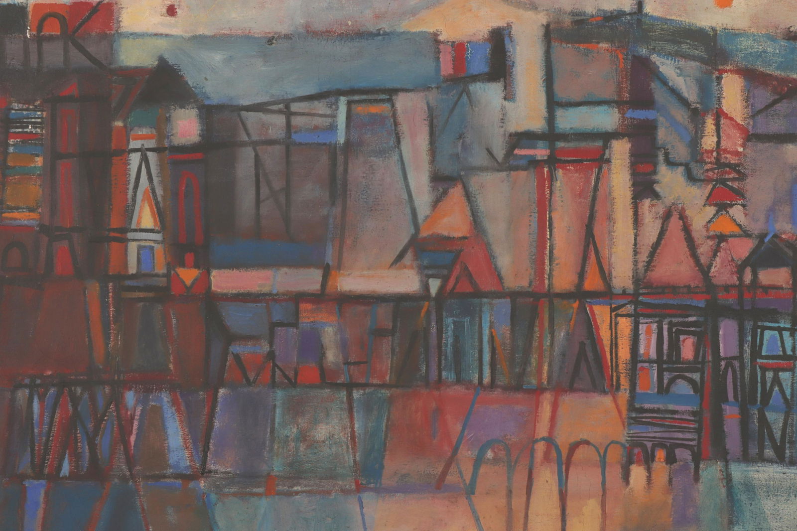 Shirley Eisman, Mid Century Town/Cityscape, O/C (1 of 3)
