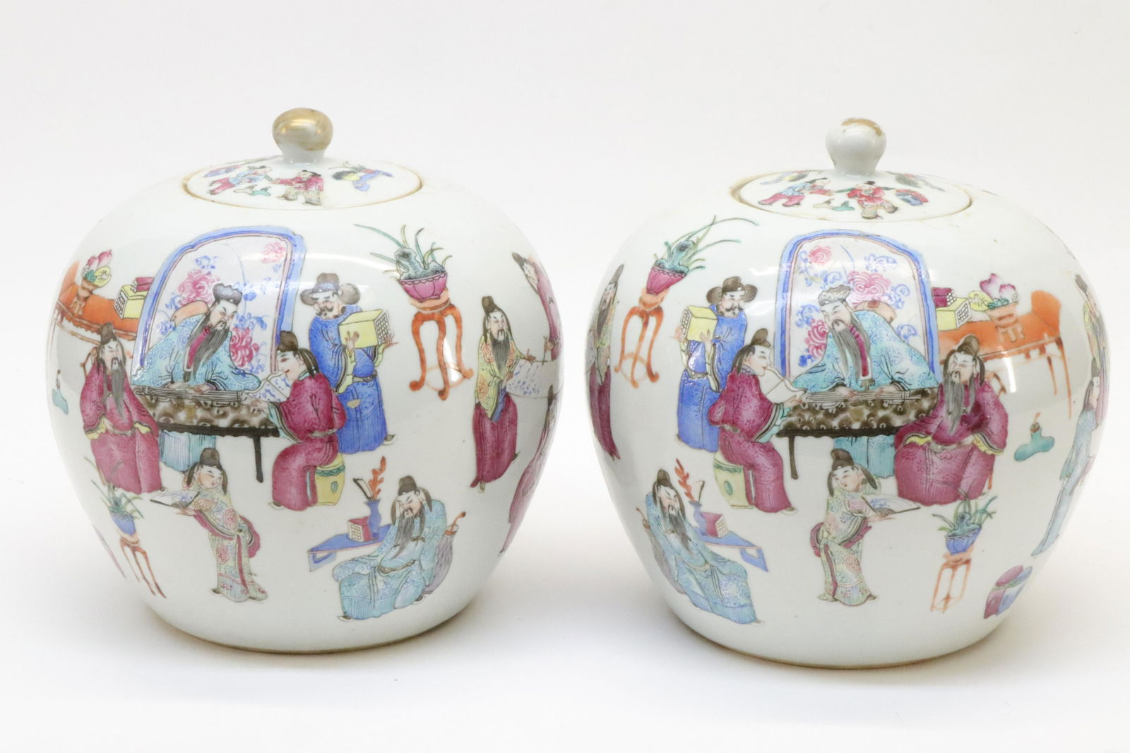 Pair of Globular Lidded Vases (1 of 13)