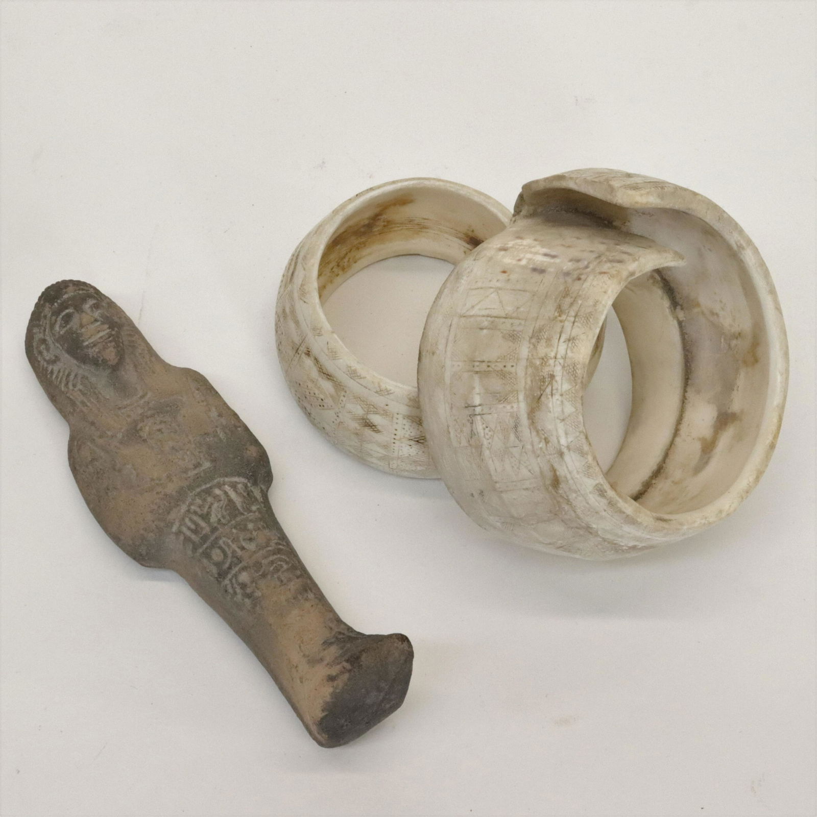 Two Tribal Shell Bracelets and Ushapti Figure (1 of 7)