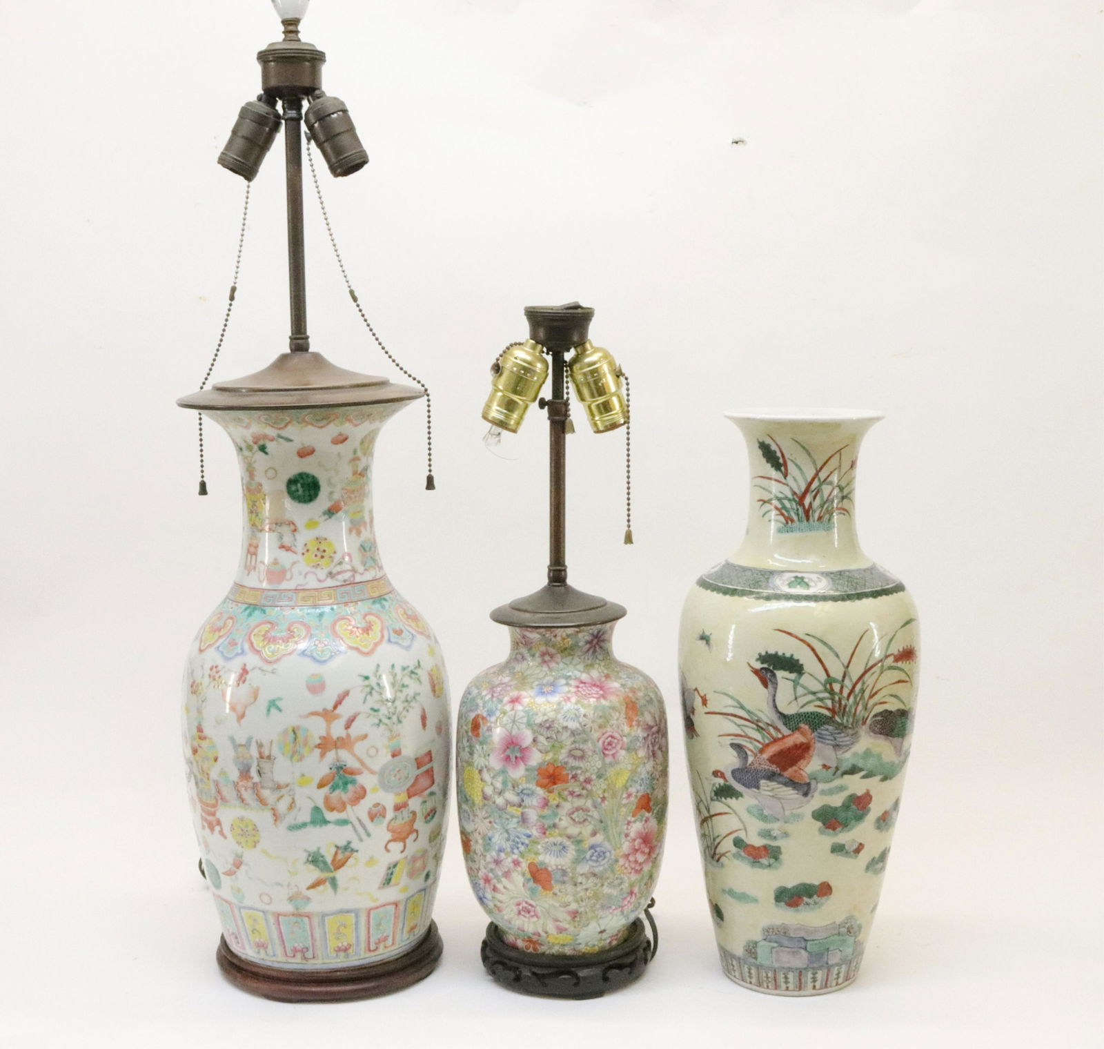 Three Chinese Porcelain Vases Mounted as Lamps (1 of 8)