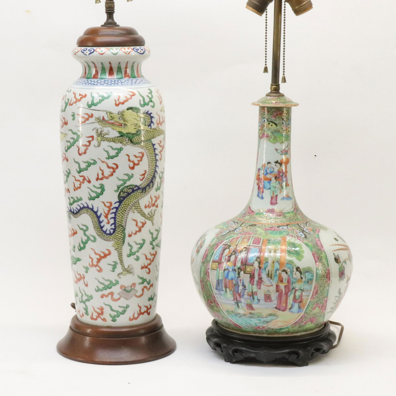 Two Chinese Export Porcelain Vases as Lamps (1 of 8)
