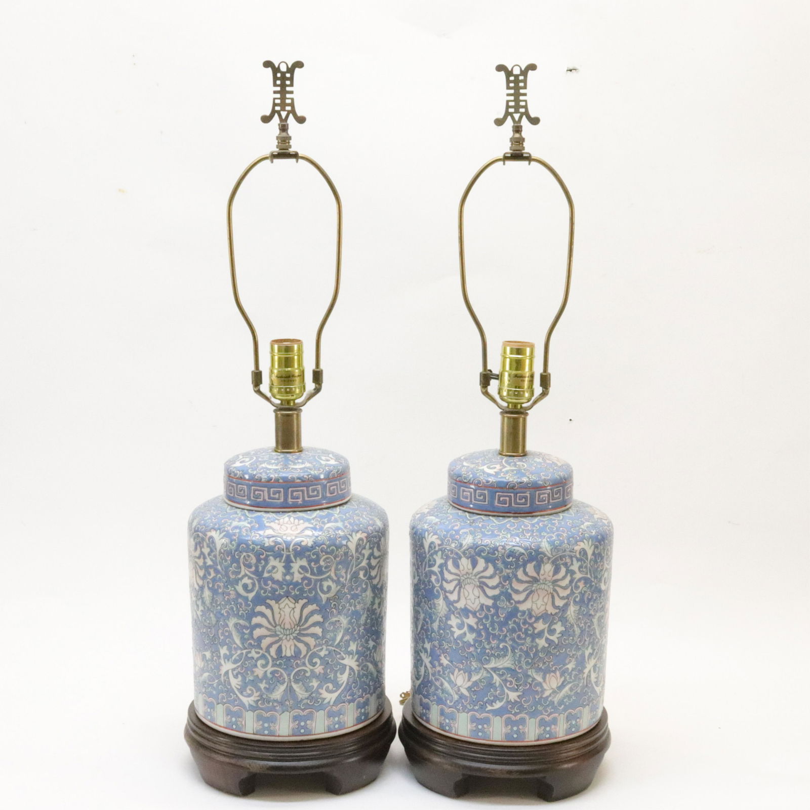 Pair of Canton Glazed Porcelain Jars as Lamps (1 of 3)