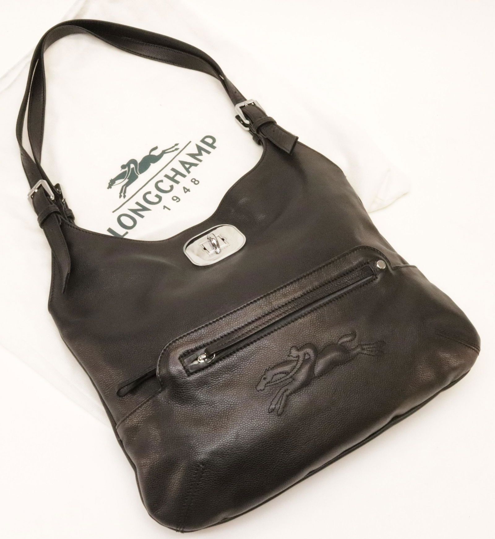 Longchamp Black Leather Gatsby Bag (1 of 6)