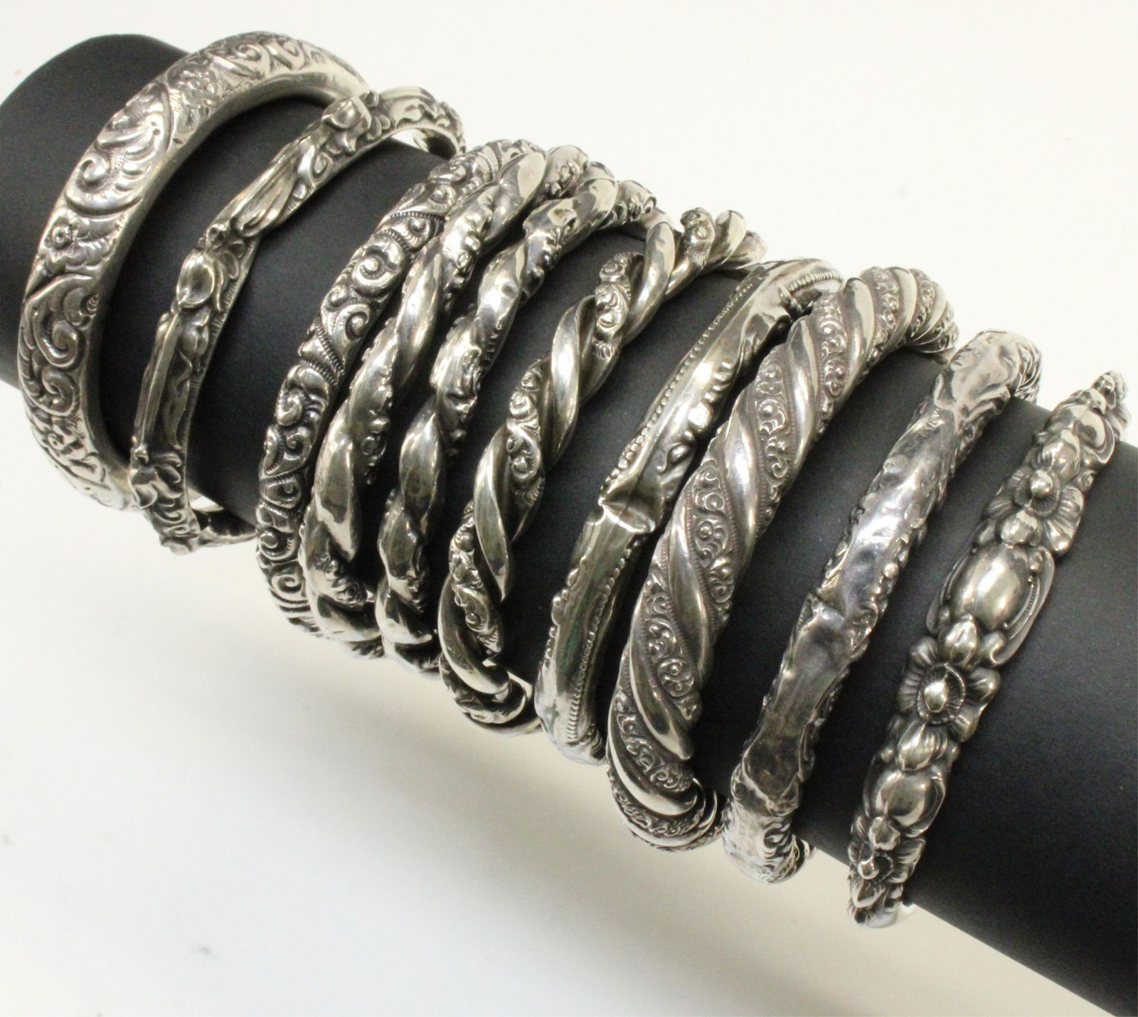 Group of Art Nouveau Sterling Silver Bangles (1 of 12)