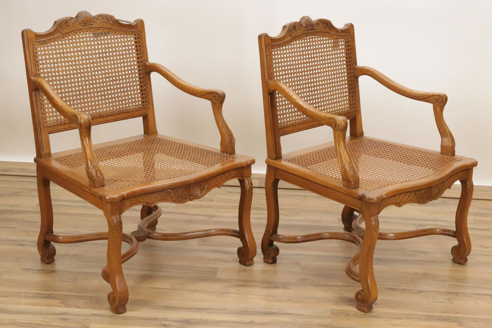 Pair Regence Style Oak Fauteuils (1 of 8)