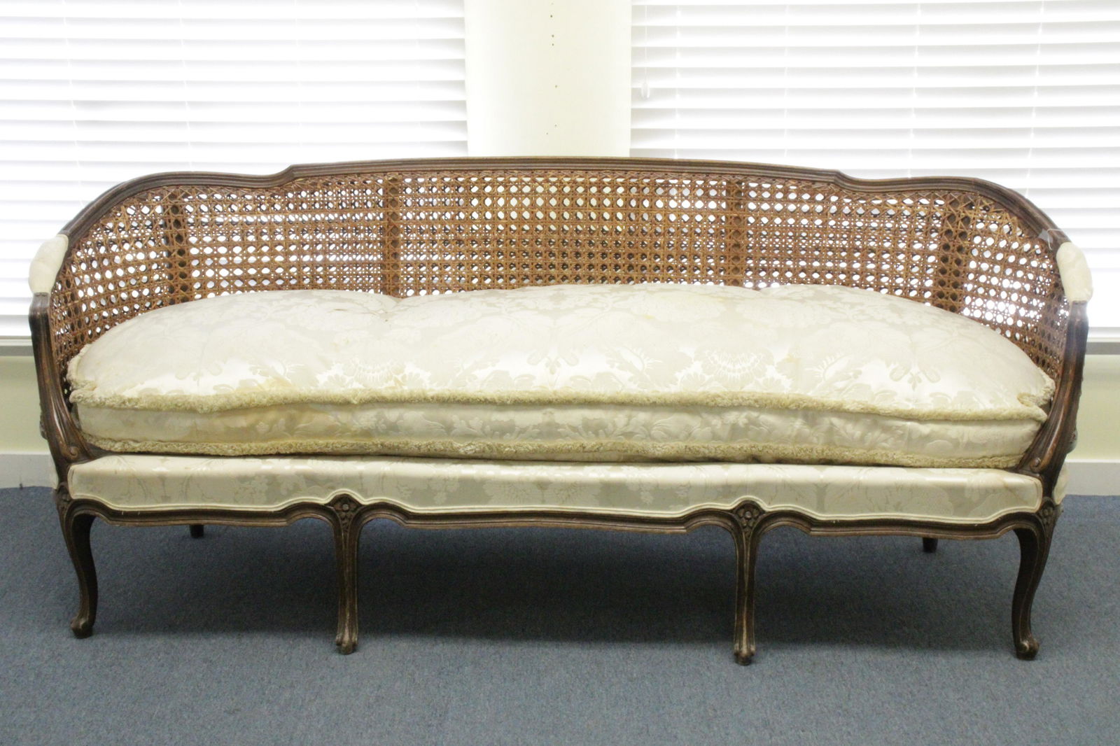 Louis XV Style Wood, Cane Upholstered Canape (1 of 9)