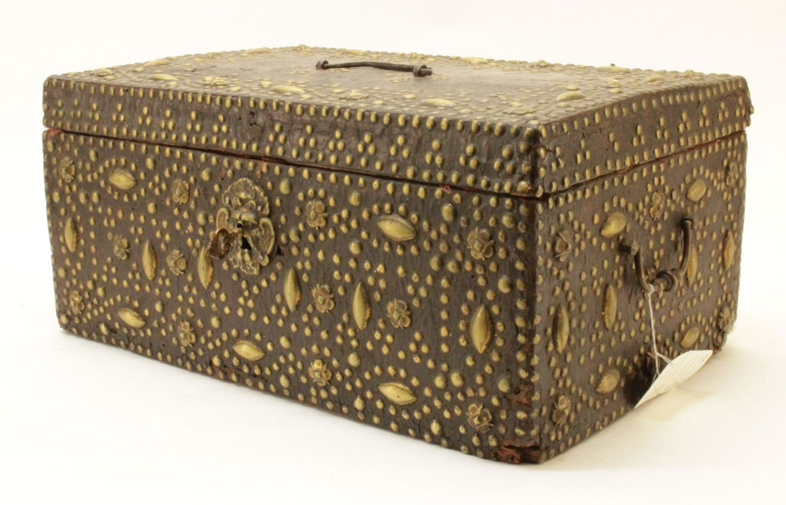 Spanish Baroque Style Studded Leather Trunk, 19 C. (1 of 4)