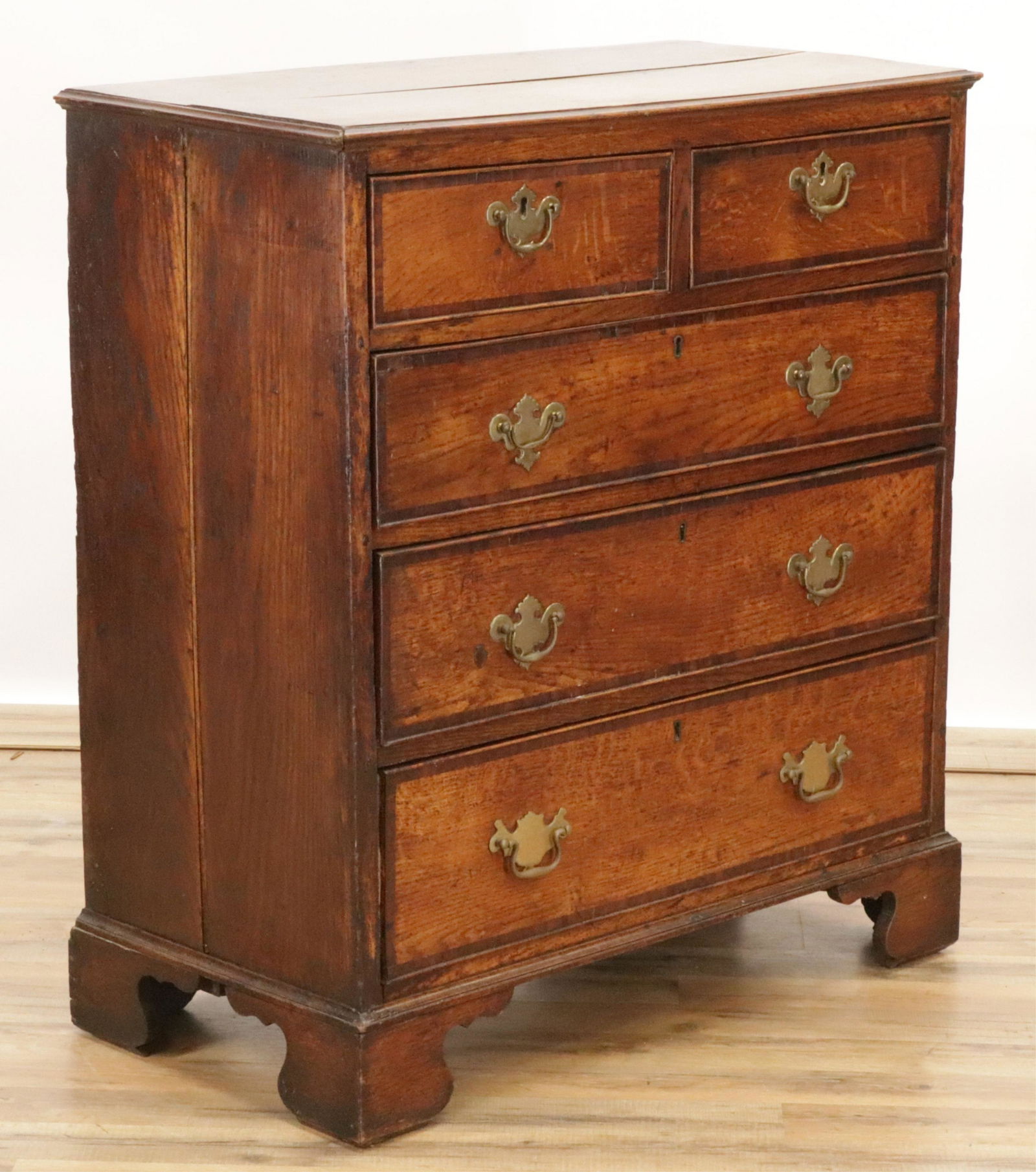 George III Banded Oak Chest of Drawers (1 of 4)