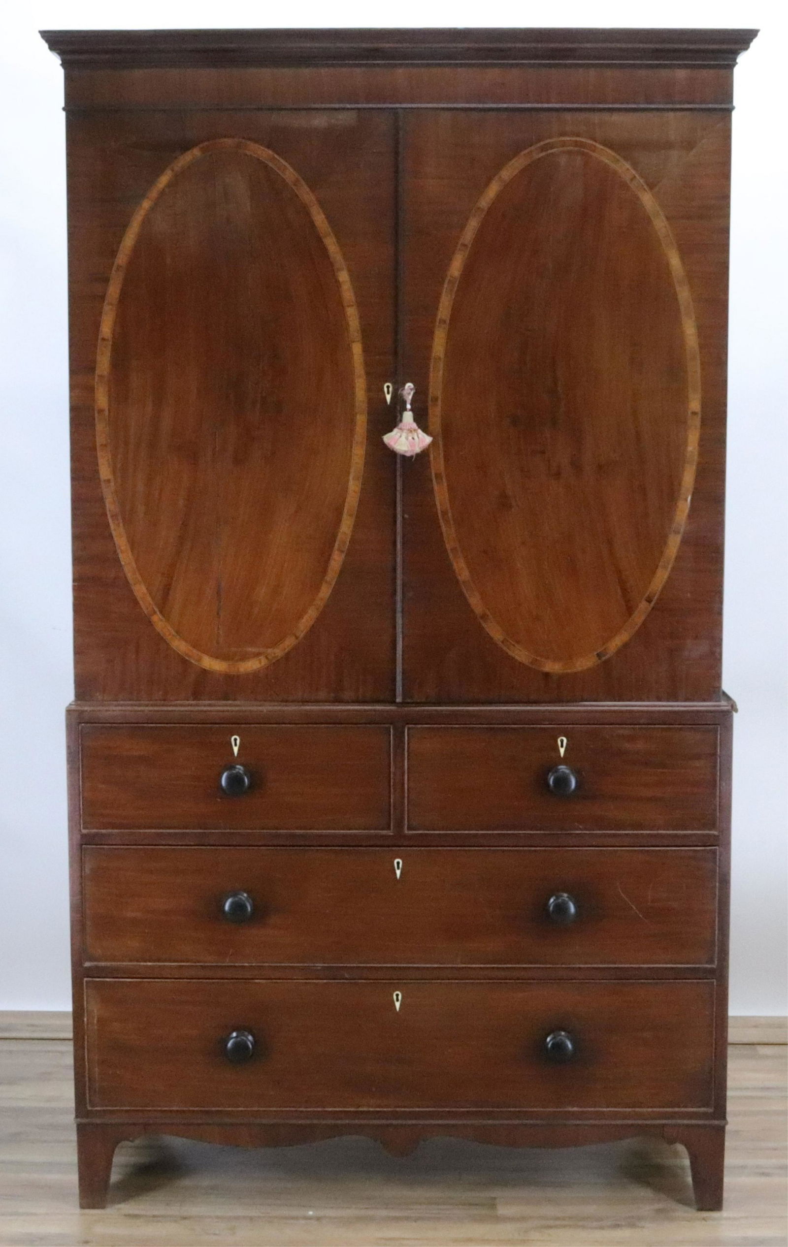 Georgian Mahogany Inlaid Linen Press (1 of 5)