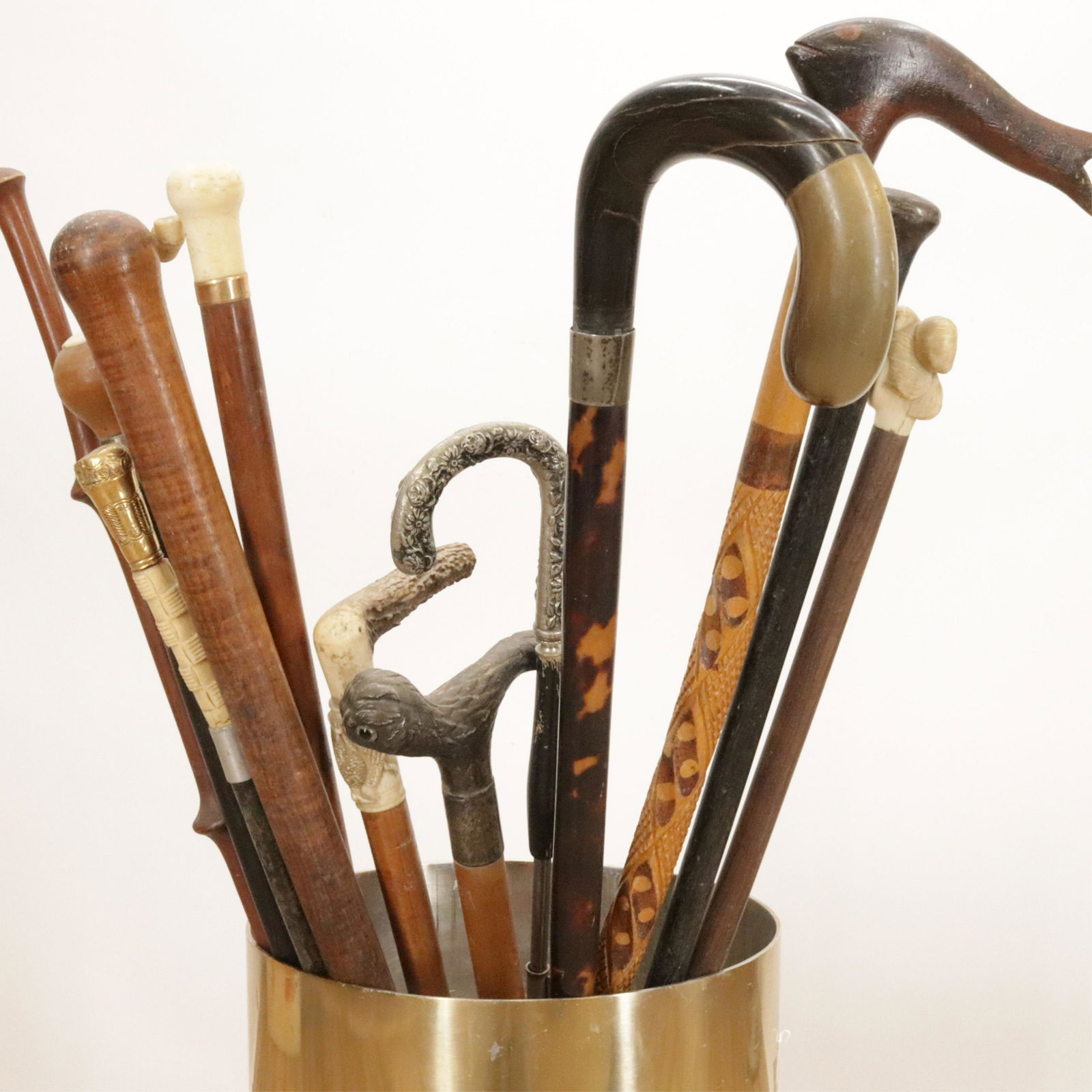 13 Carved Wood & Metal Canes & Parasols (1 of 13)