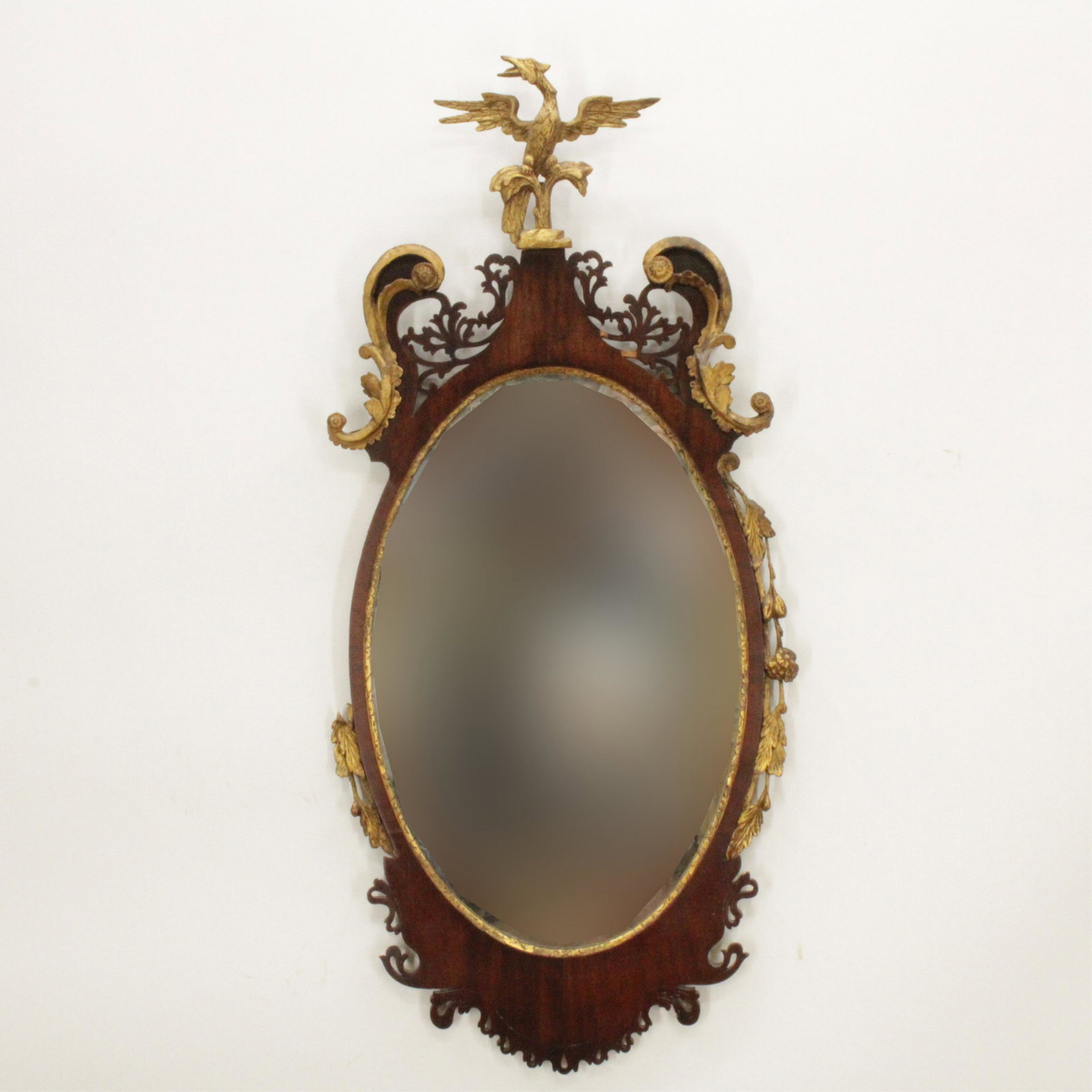 George III Parcel Gilt Mahogany Mirror: George III Parcel Gilt Mahogany Mirror Dimensions: 47 1/2" H x 22 1/2 W Property from a Private Collection, removed from a duplex apartment at 840 Park Avenue (PARKA372)(MS)