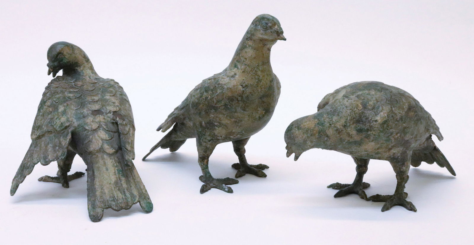 3 Bronze Patinated Metal Garden Birds (1 of 3)