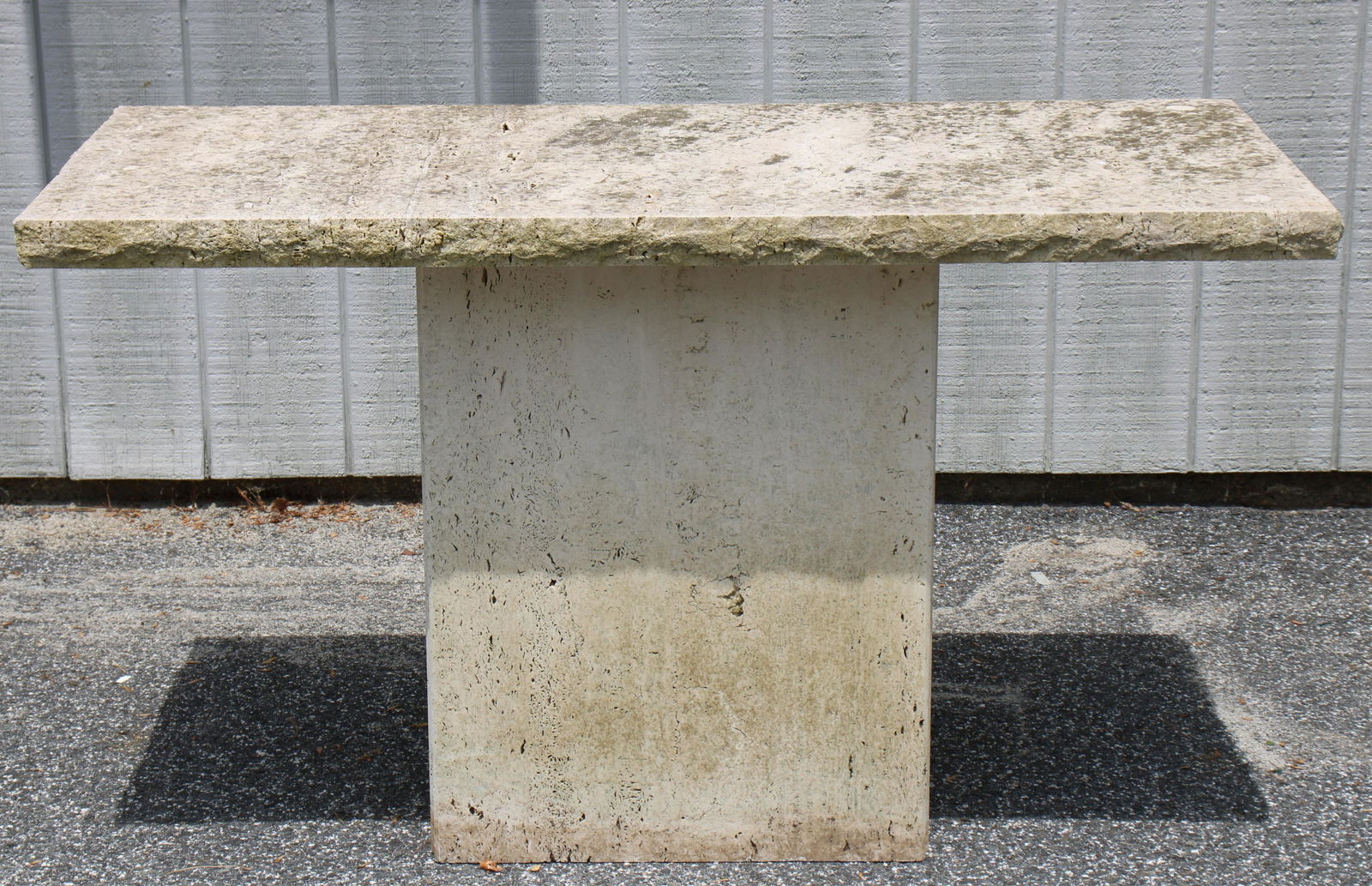 Contemporary Travertine Outdoor Table (1 of 5)