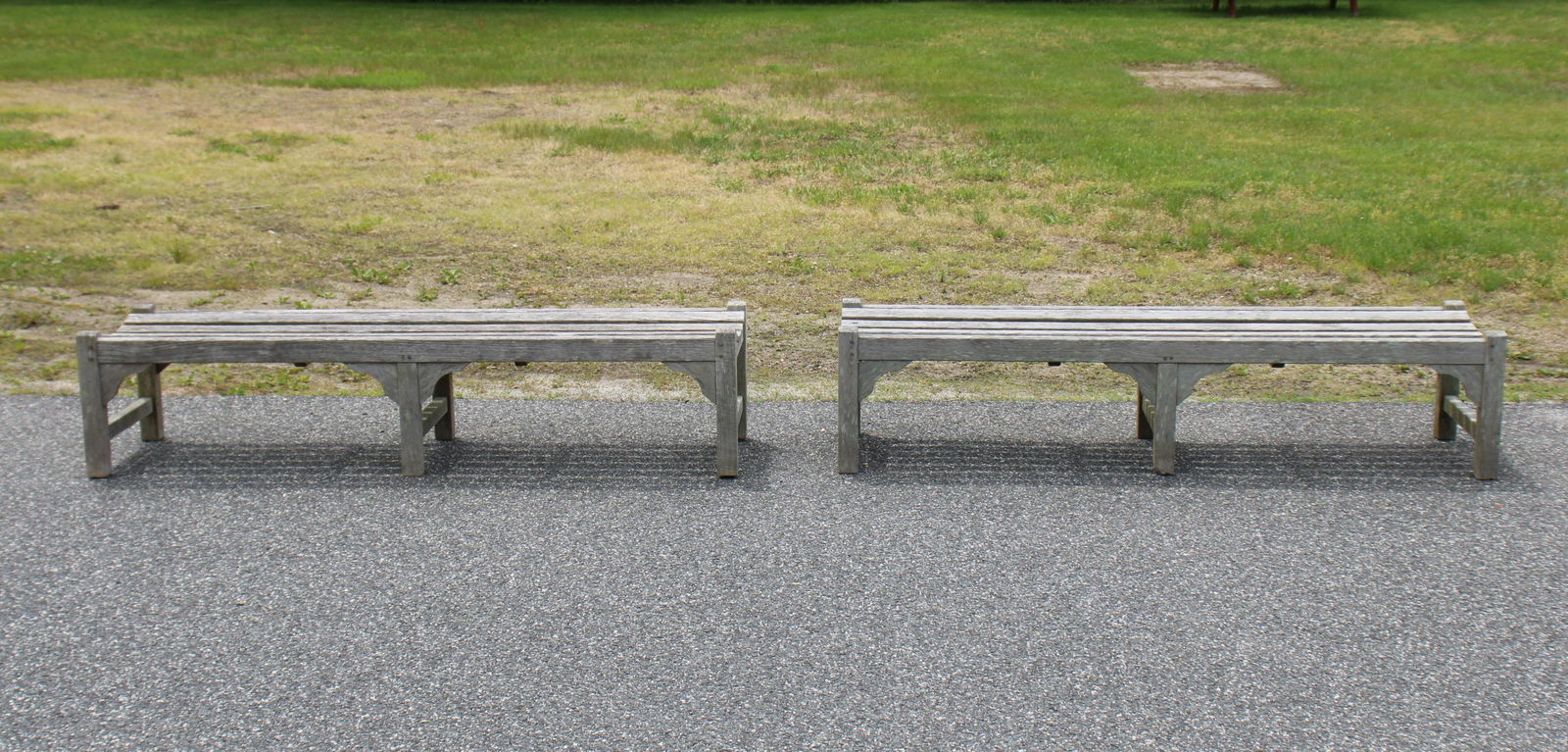 Pair Smith & Hawken Teak Saddle Benches (1 of 10)