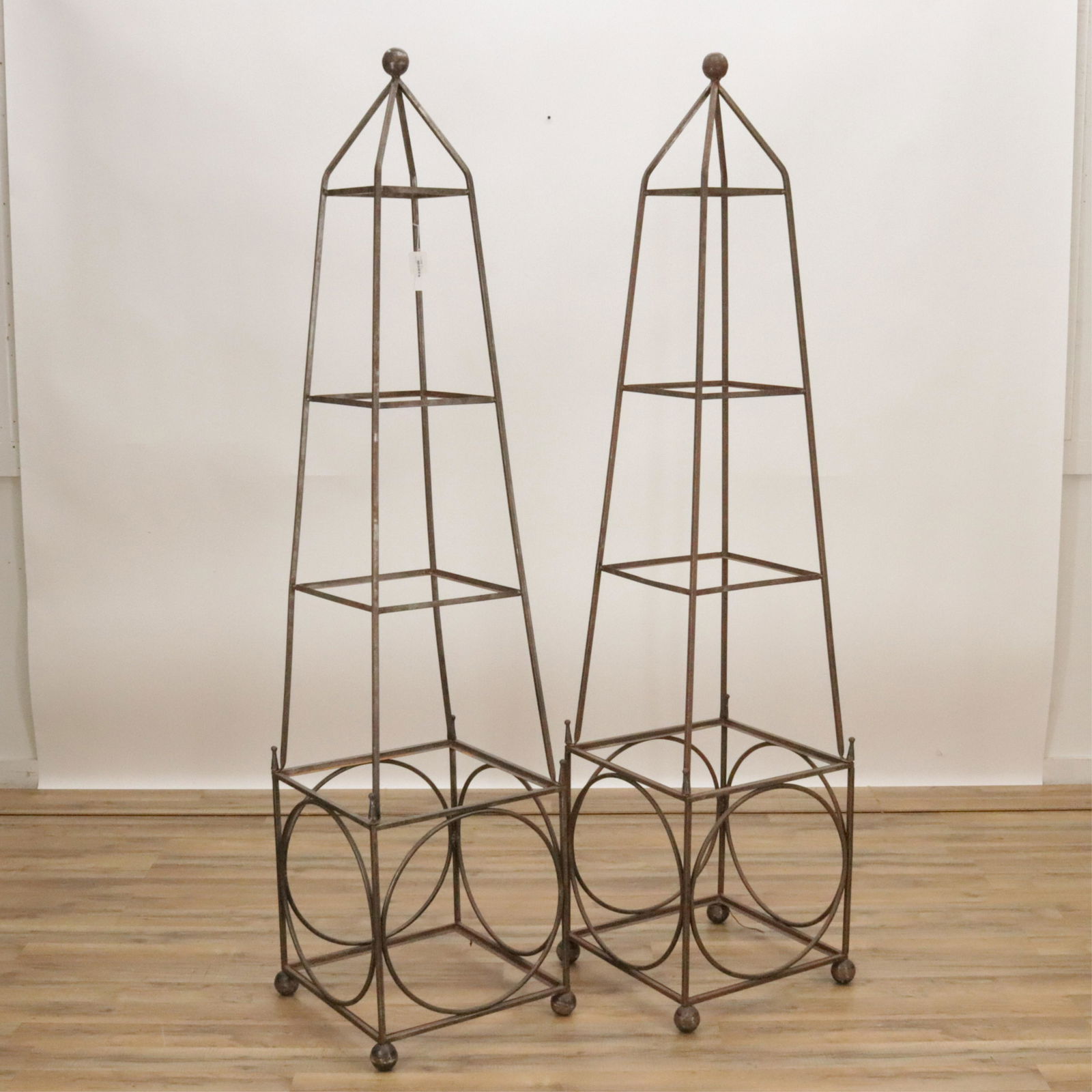 Pair Iron Obelisk Form Etageres (1 of 4)