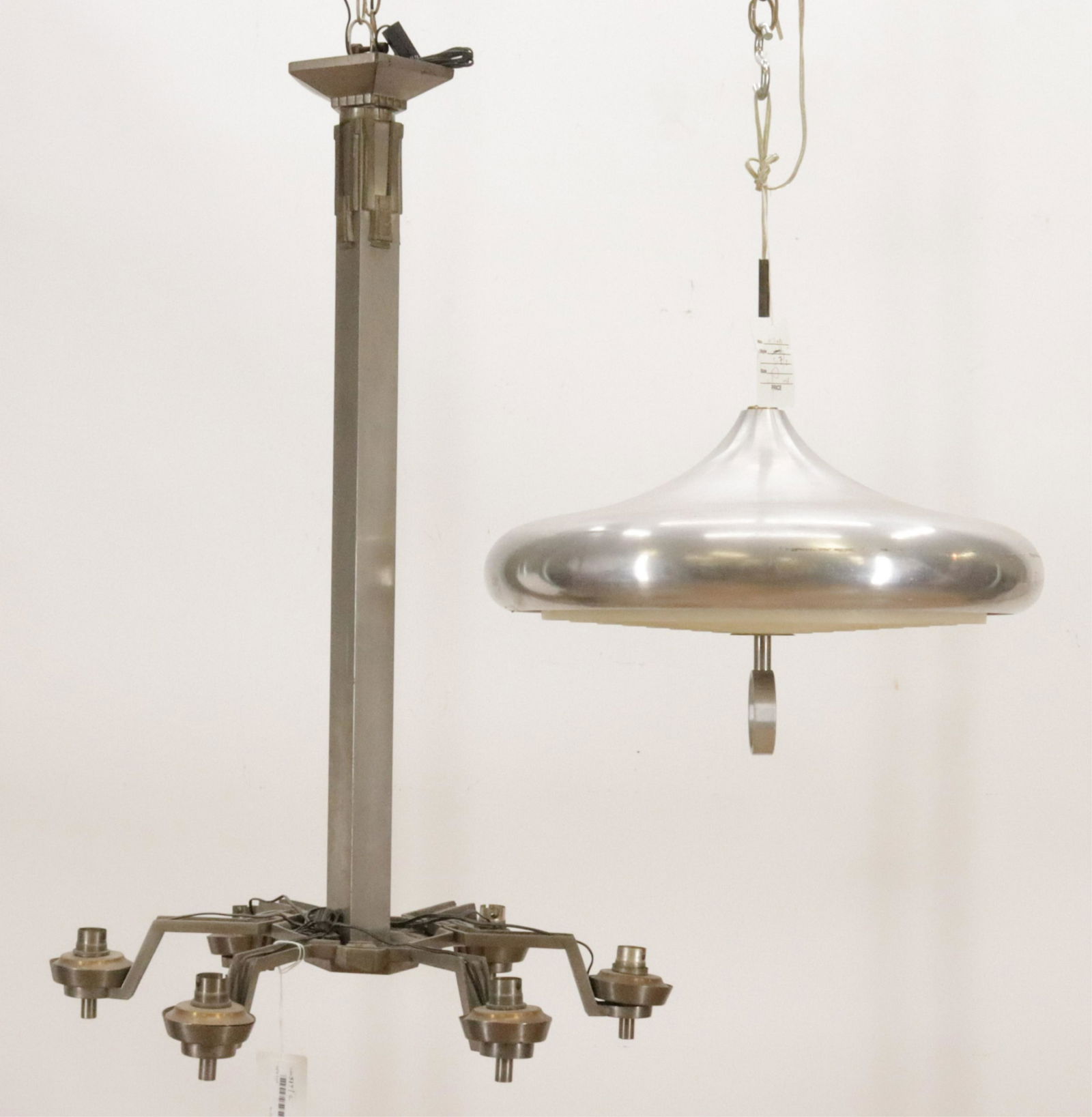 Two Art Deco Aluminum & Metal Chandeliers (1 of 6)