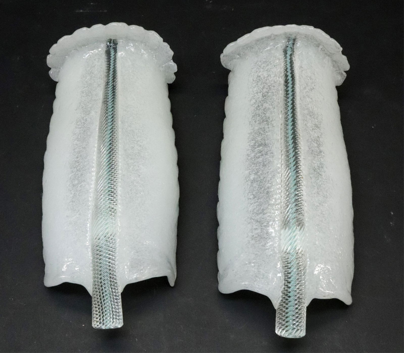 Pr Venini Murano Glass & Brass Feather Sconces (1 of 4)