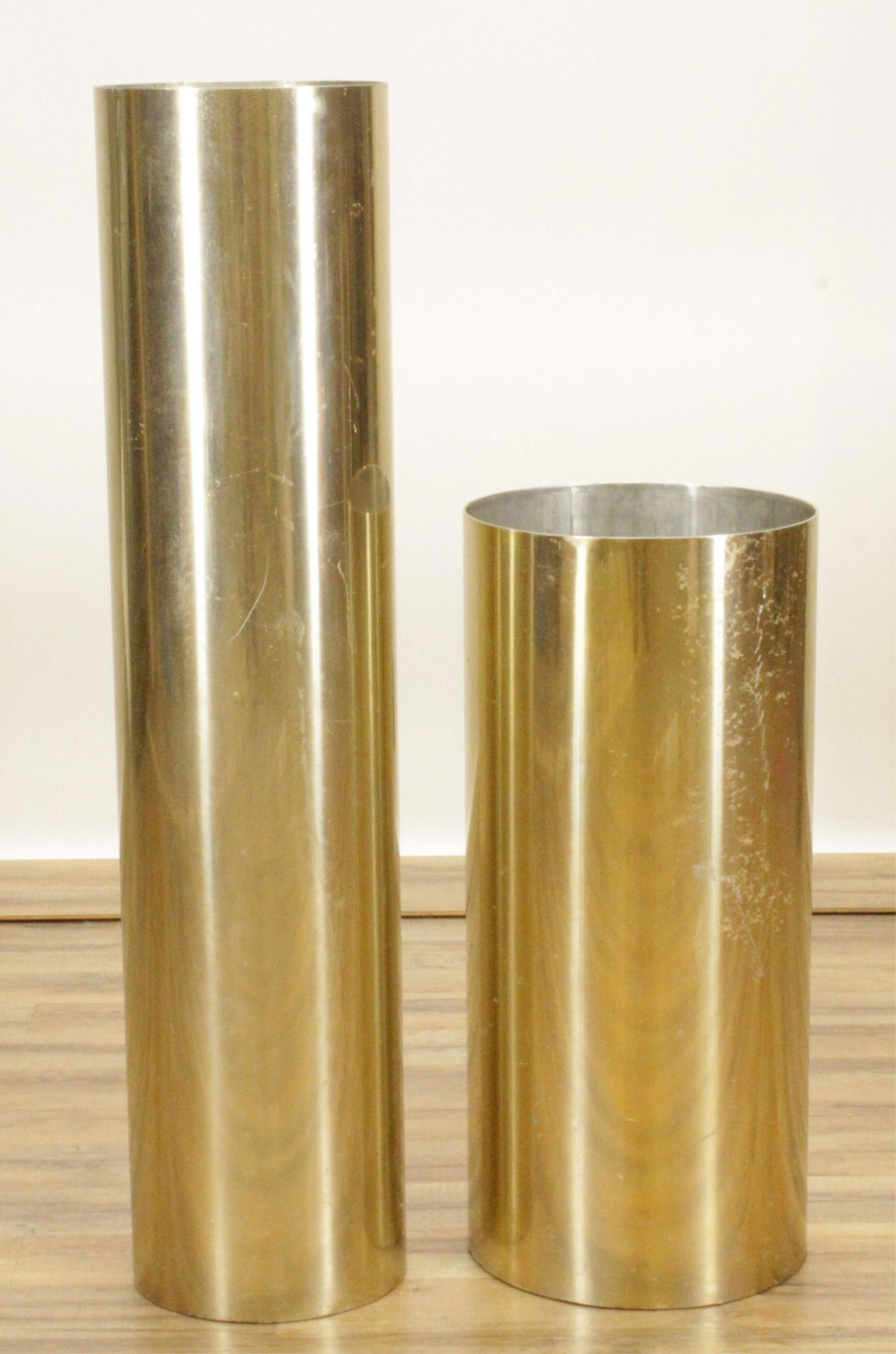 Two 1970's Lacquered Chrome Planters (1 of 6)