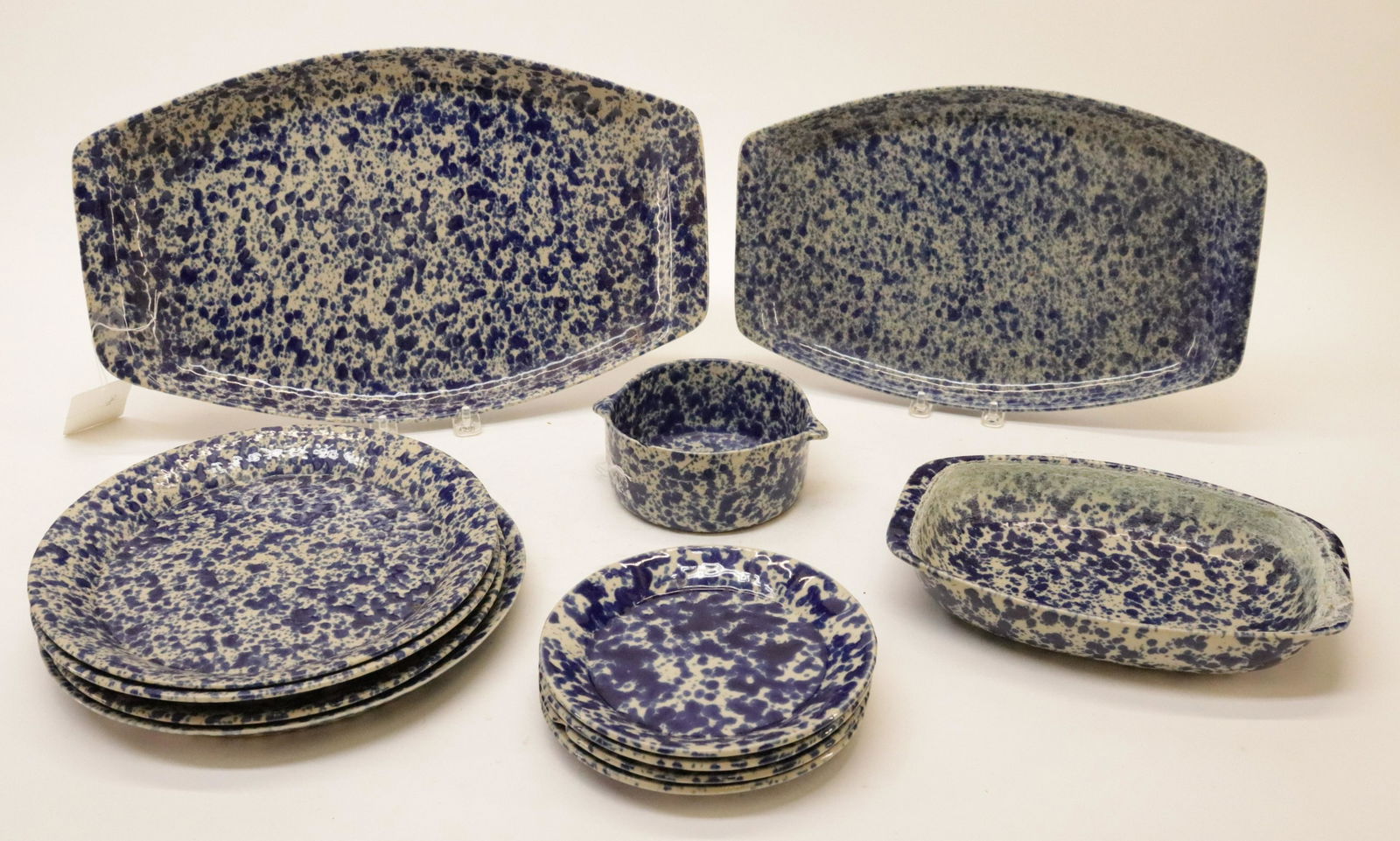 Bennington Agate Blue Pottery, Partial Svc. For 12 (1 of 6)