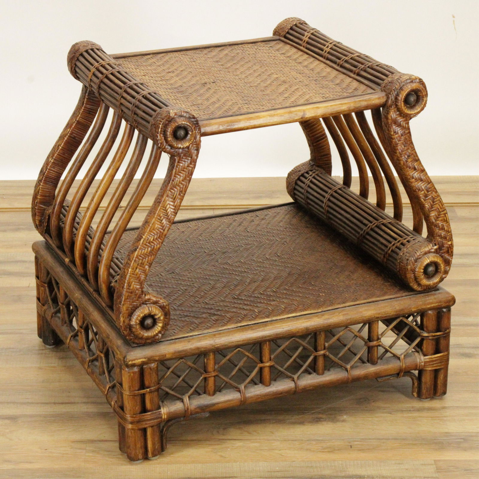 Regency Style Rattan and Bamboo End Table (1 of 4)