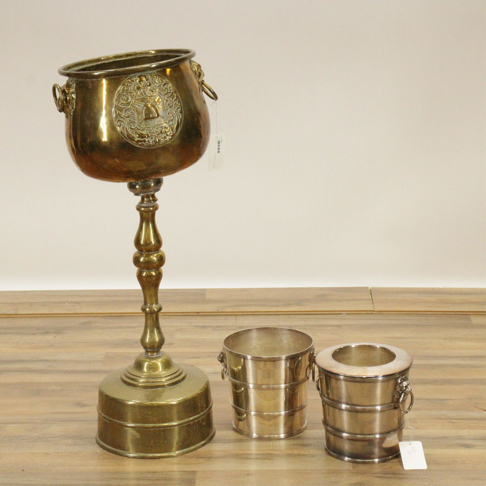Brass Floor Model Champagne Bucket & Pails, 19 C. (1 of 5)