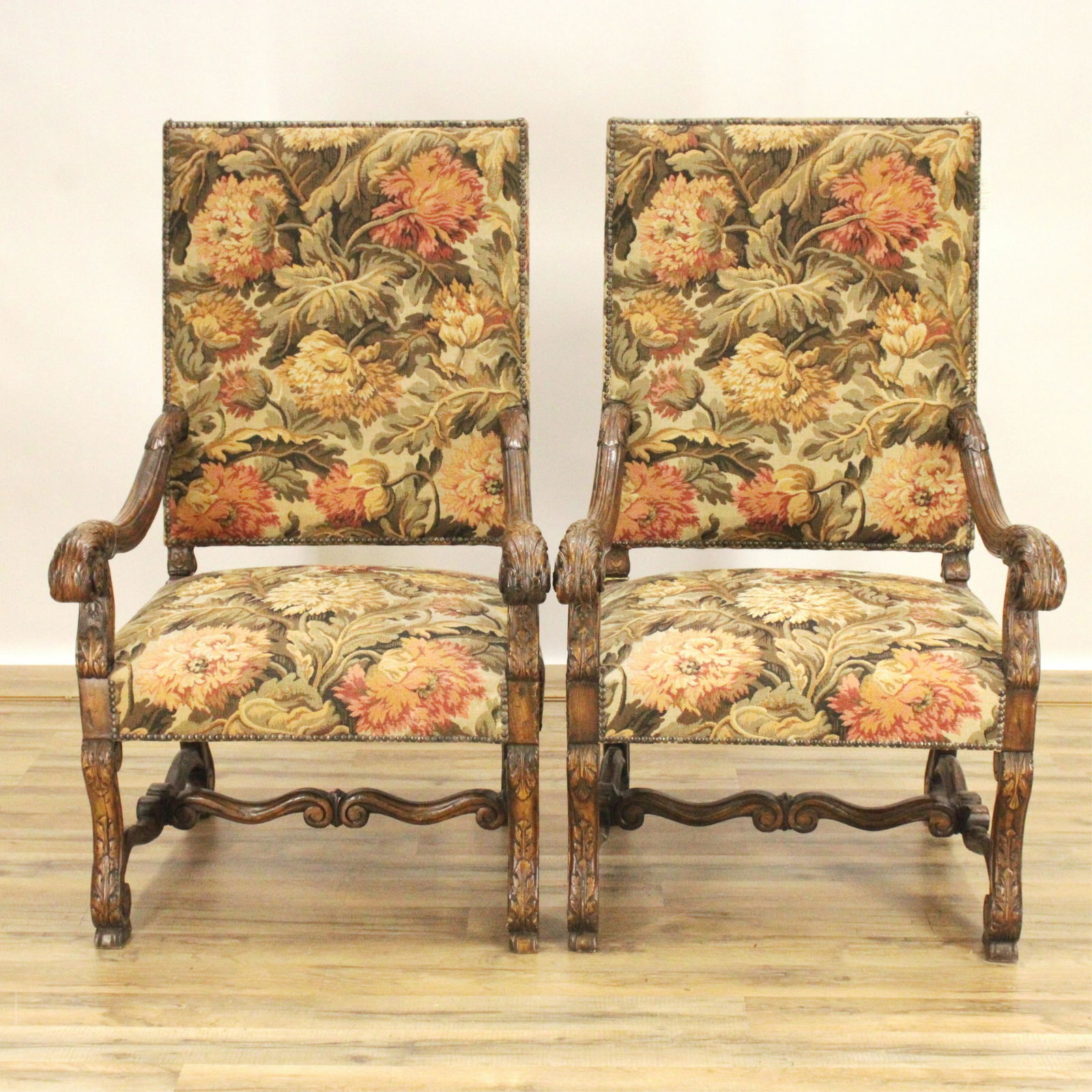 Pair of Regence Style Walnut Finish Fauteuil (1 of 8)