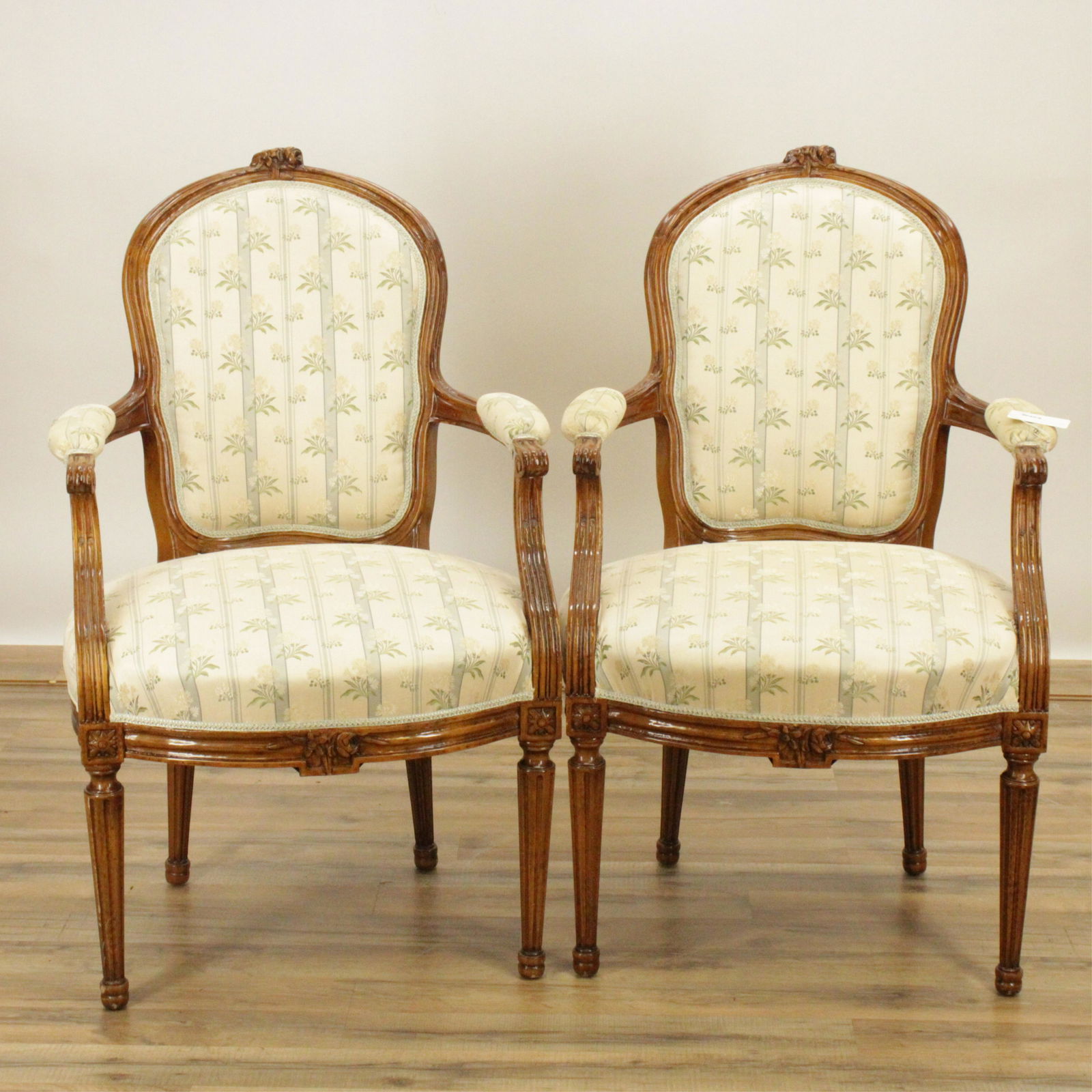 Pair Louis XVI Style Walnut Fauteuil (1 of 6)