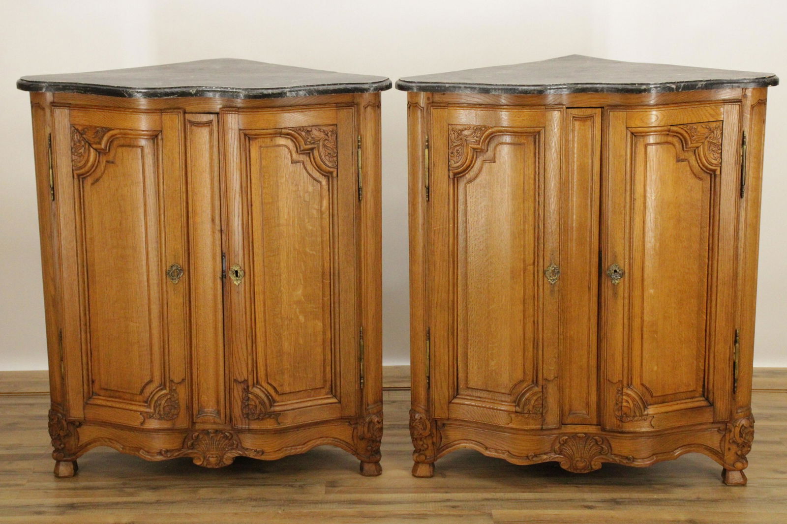 Pr French Provincial Style Corner Cabinets, 19th C (1 of 7)
