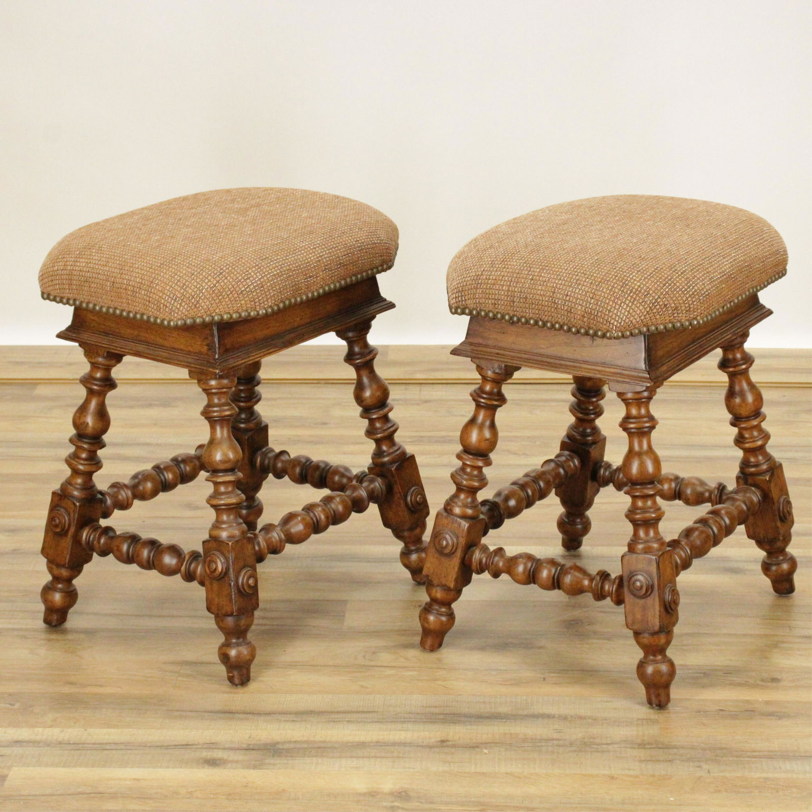 Pair Walnut Stools (1 of 4)