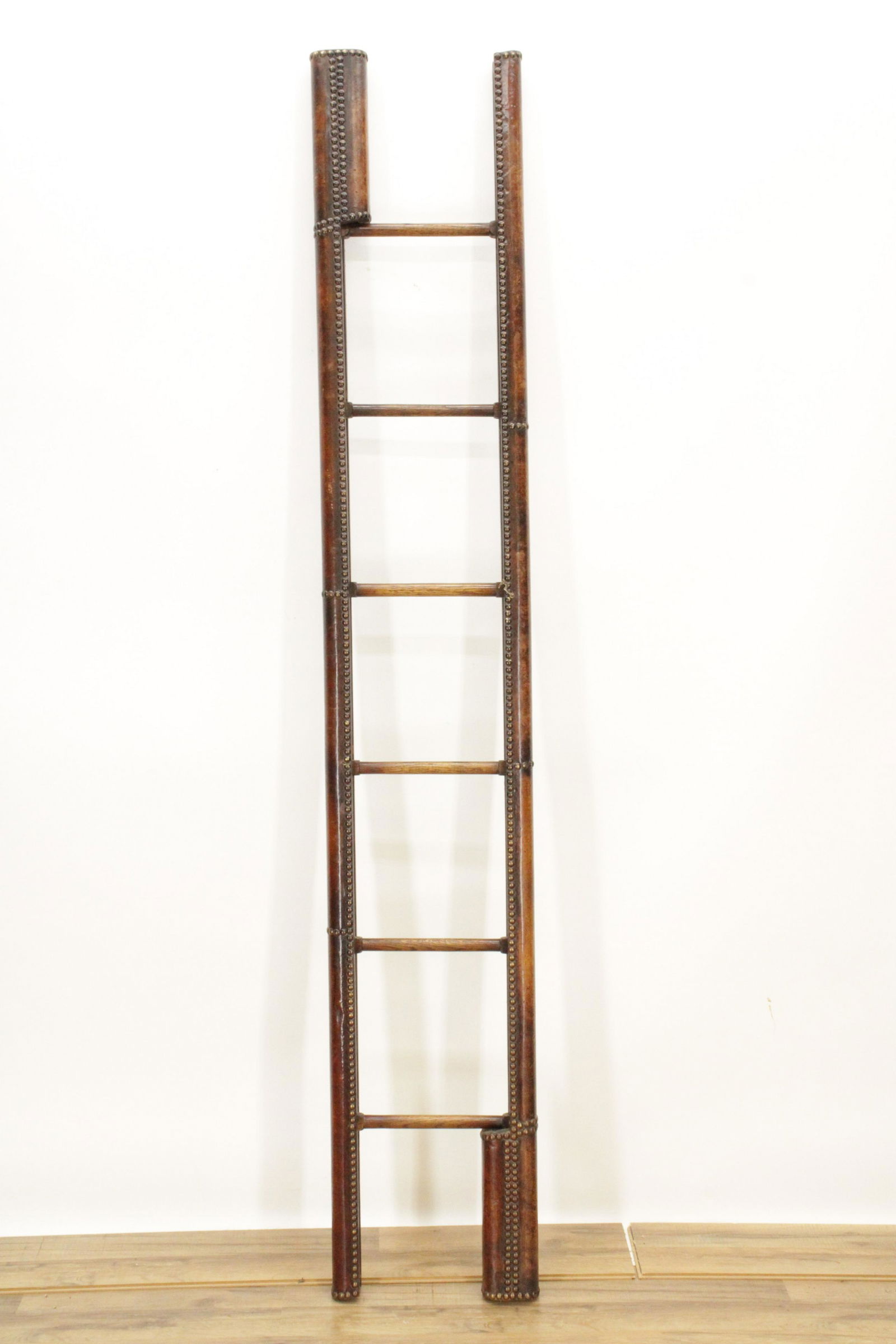 English Oak & Leather Collapsible Library Ladder (1 of 6)