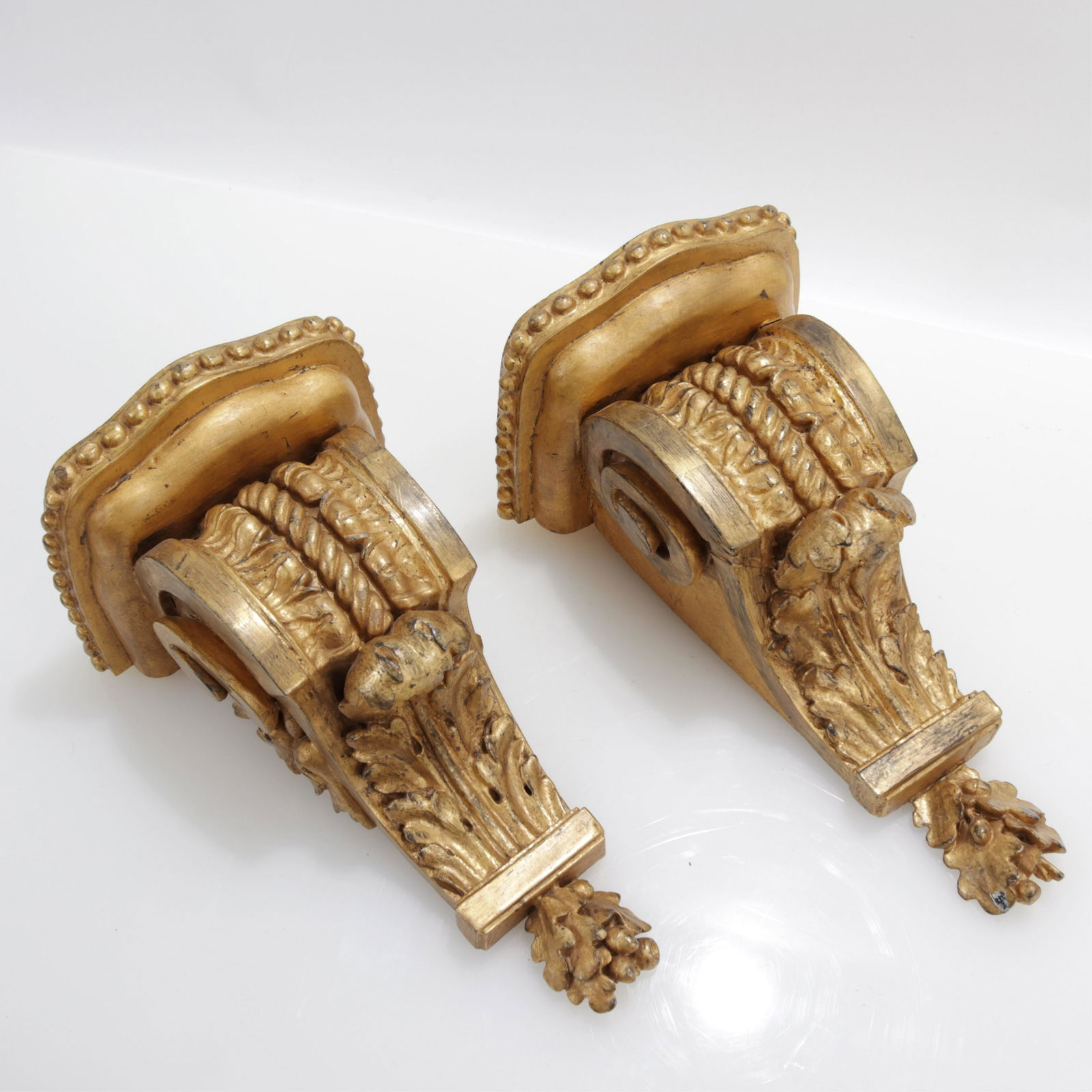 Pair Carved Giltwood Wall Brackets, 19th C. (1 of 8)