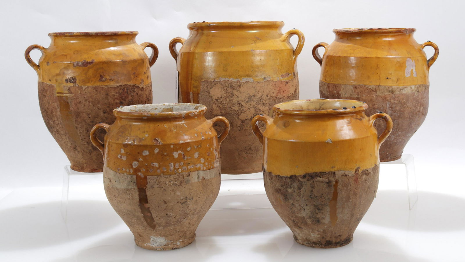 5 French Pottery Olive Jars, 19th C. (1 of 3)