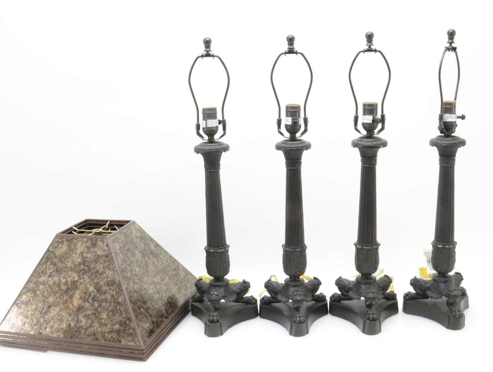 Set of 4 Regency Style Bronze Lamps, c.1890 (1 of 5)